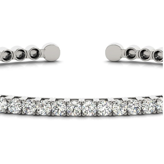 Diamond Open Cuff Bangle Tennis Bracelet 14k White Gold (1.05ct)