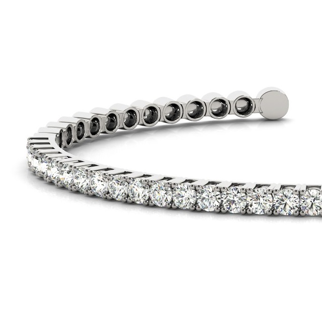 Diamond Open Cuff Bangle Tennis Bracelet 14k White Gold (1.05ct)
