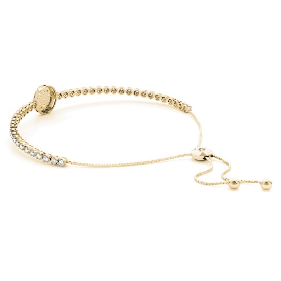 Halo Cluster Bolo Adjustable Bracelet 14k Yellow Gold (1.67ct)