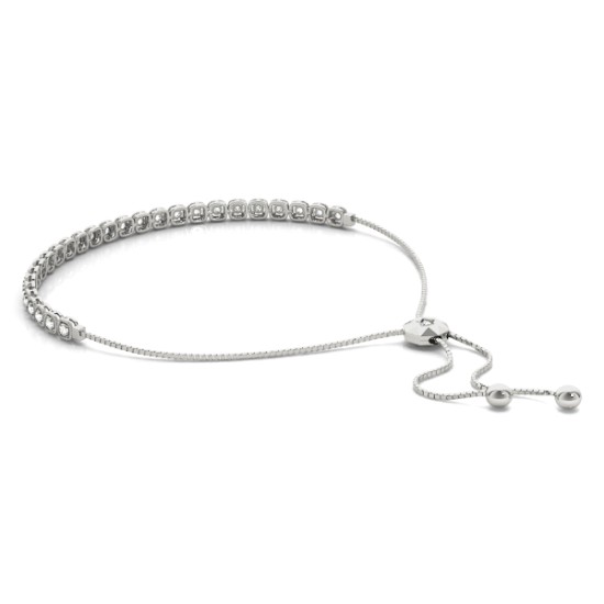Milgrain Diamond Bolo Friendship Bracelet 14k White Gold (1.78ct)