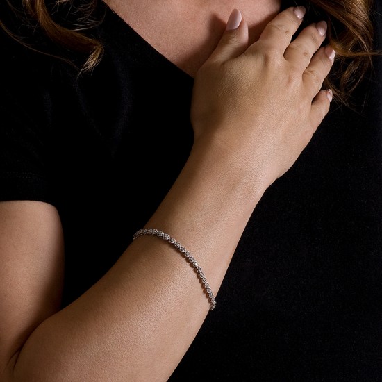 Milgrain Diamond Bolo Bracelet 14k White Gold (1.00ct)