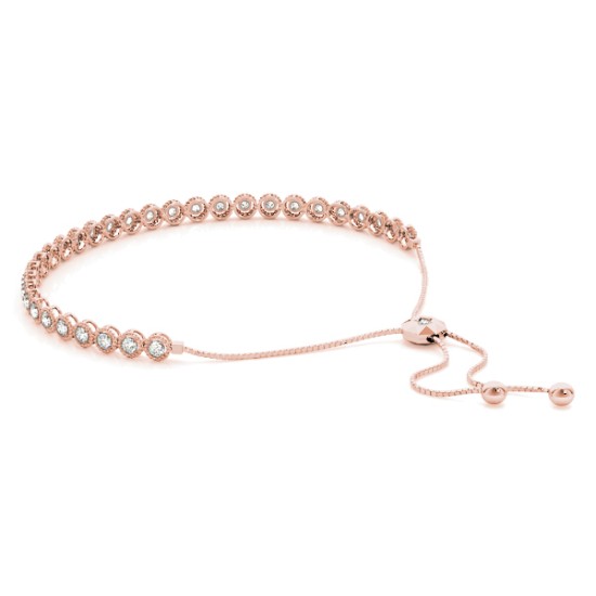 Milgrain Diamond Bolo Bracelet 18k Rose Gold (1.00ct)