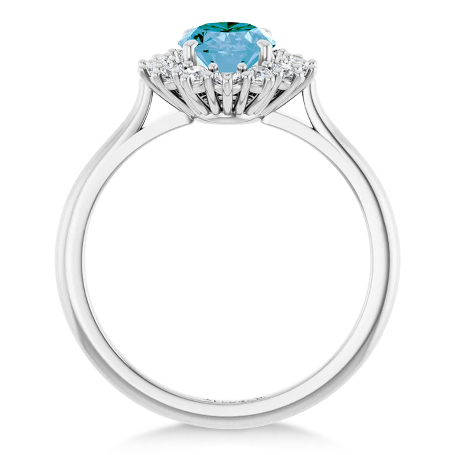 Oval Blue Topaz & Diamond Halo Ring 14K White Gold (1.95ct)