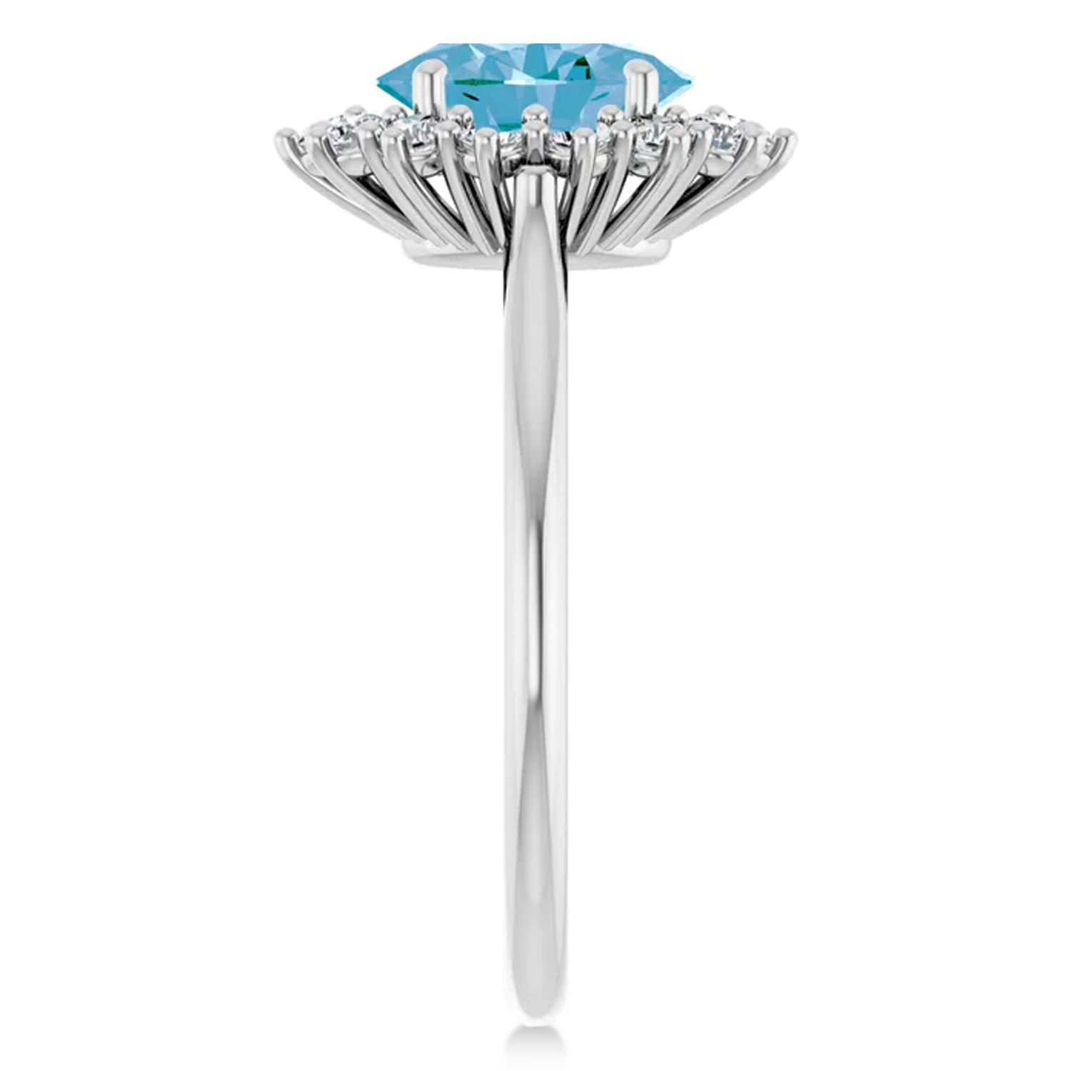 Oval Blue Topaz & Diamond Halo Ring 14K White Gold (1.95ct)