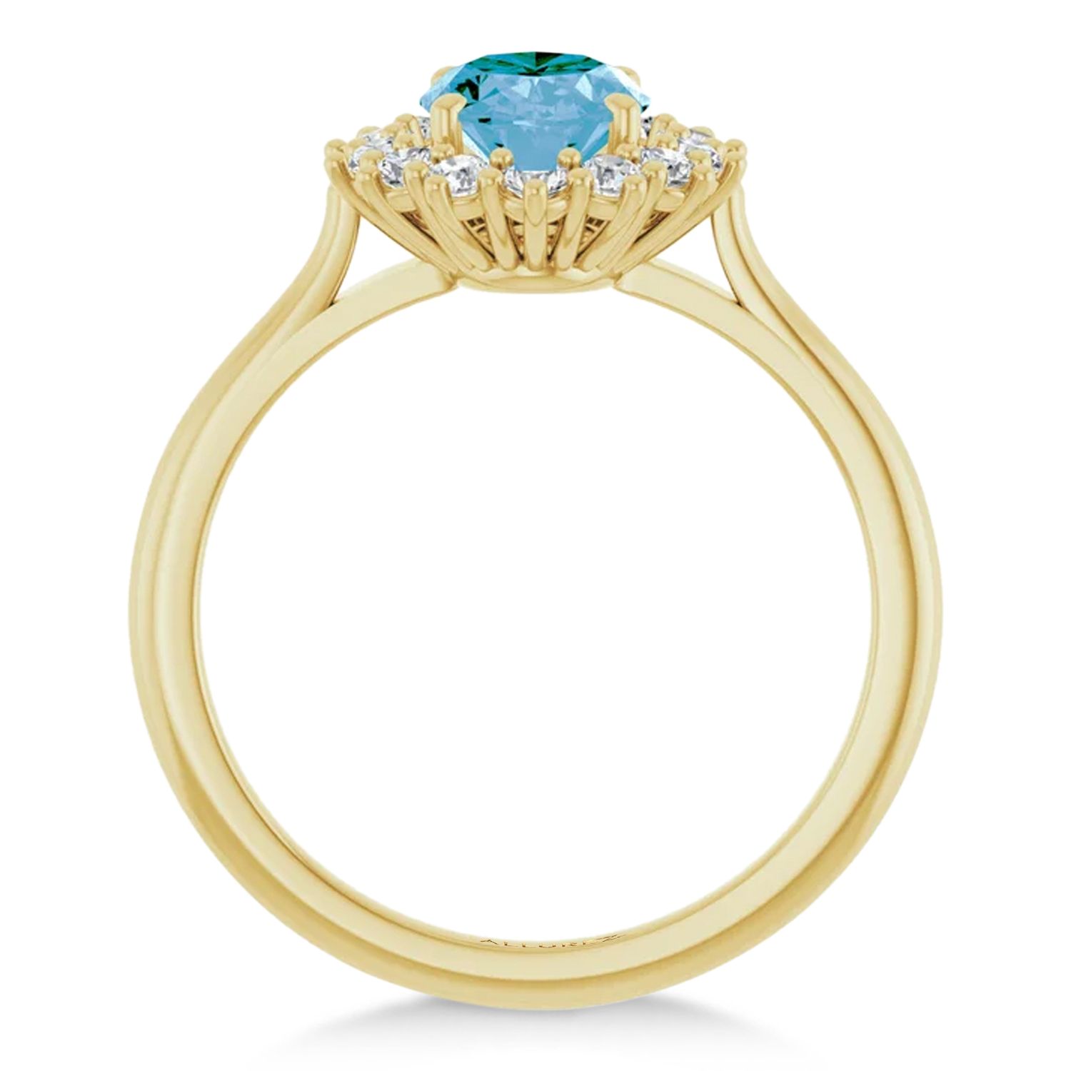 Oval Blue Topaz & Diamond Halo Ring 14K Yellow Gold (1.95ct)