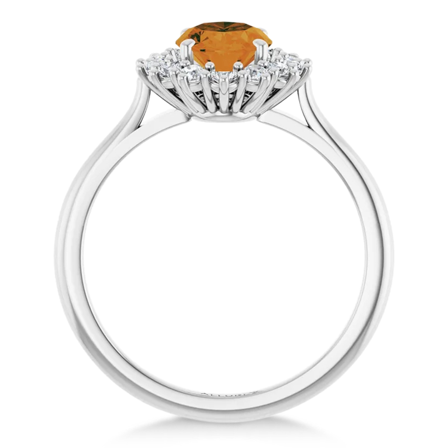 Oval Citrine & Diamond Halo Ring 14K White Gold (1.66ct)