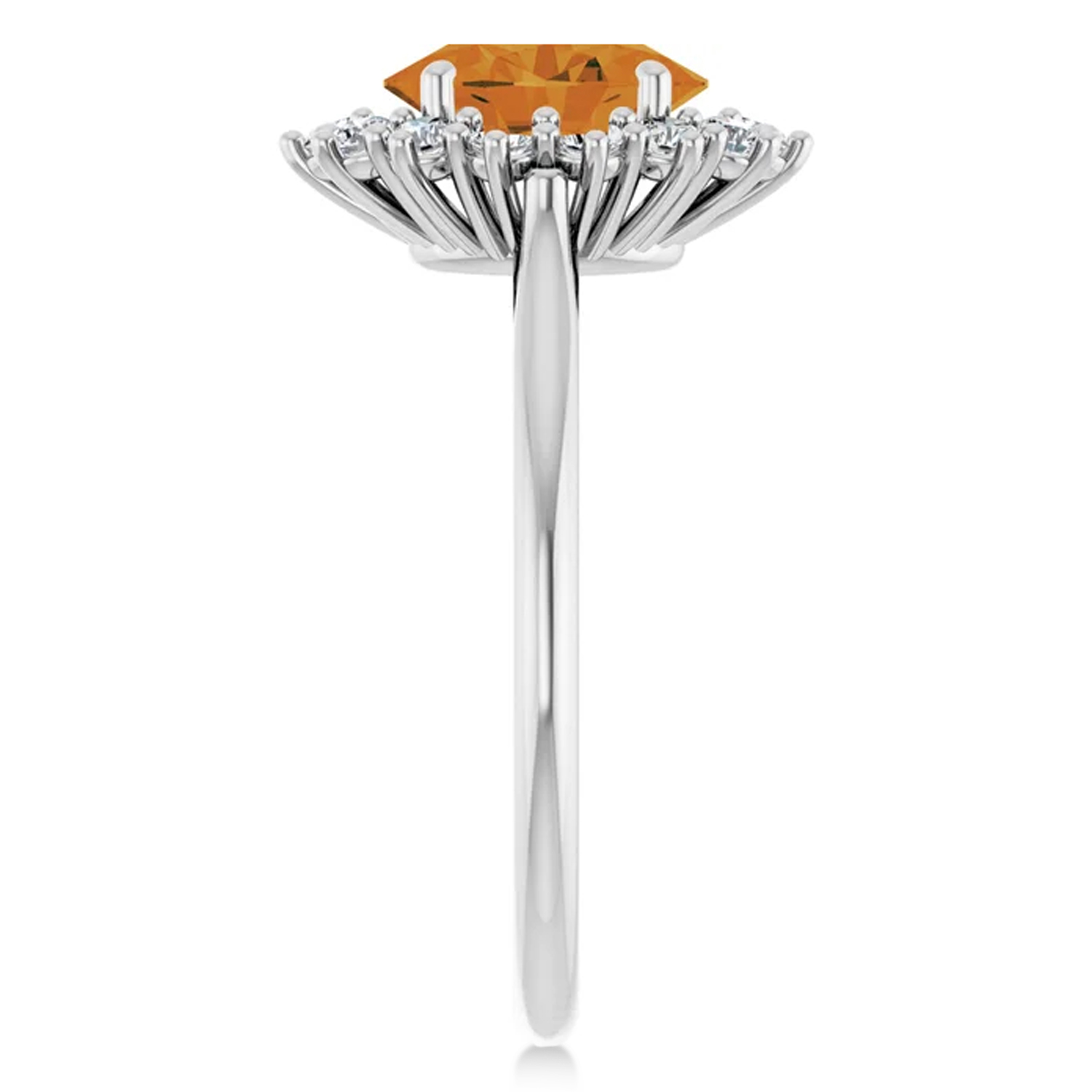 Oval Citrine & Diamond Halo Ring 14K White Gold (1.66ct)