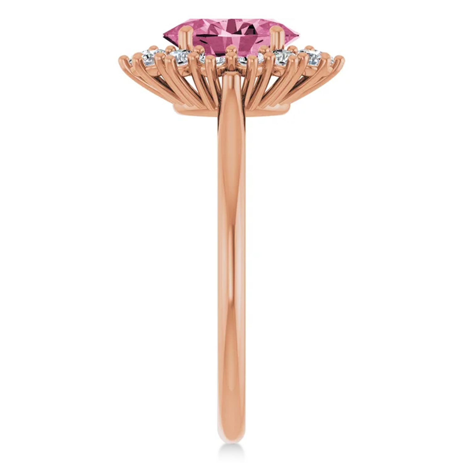 Oval Pink Tourmaline & Diamond Halo Ring 14K Rose Gold (1.72ct)