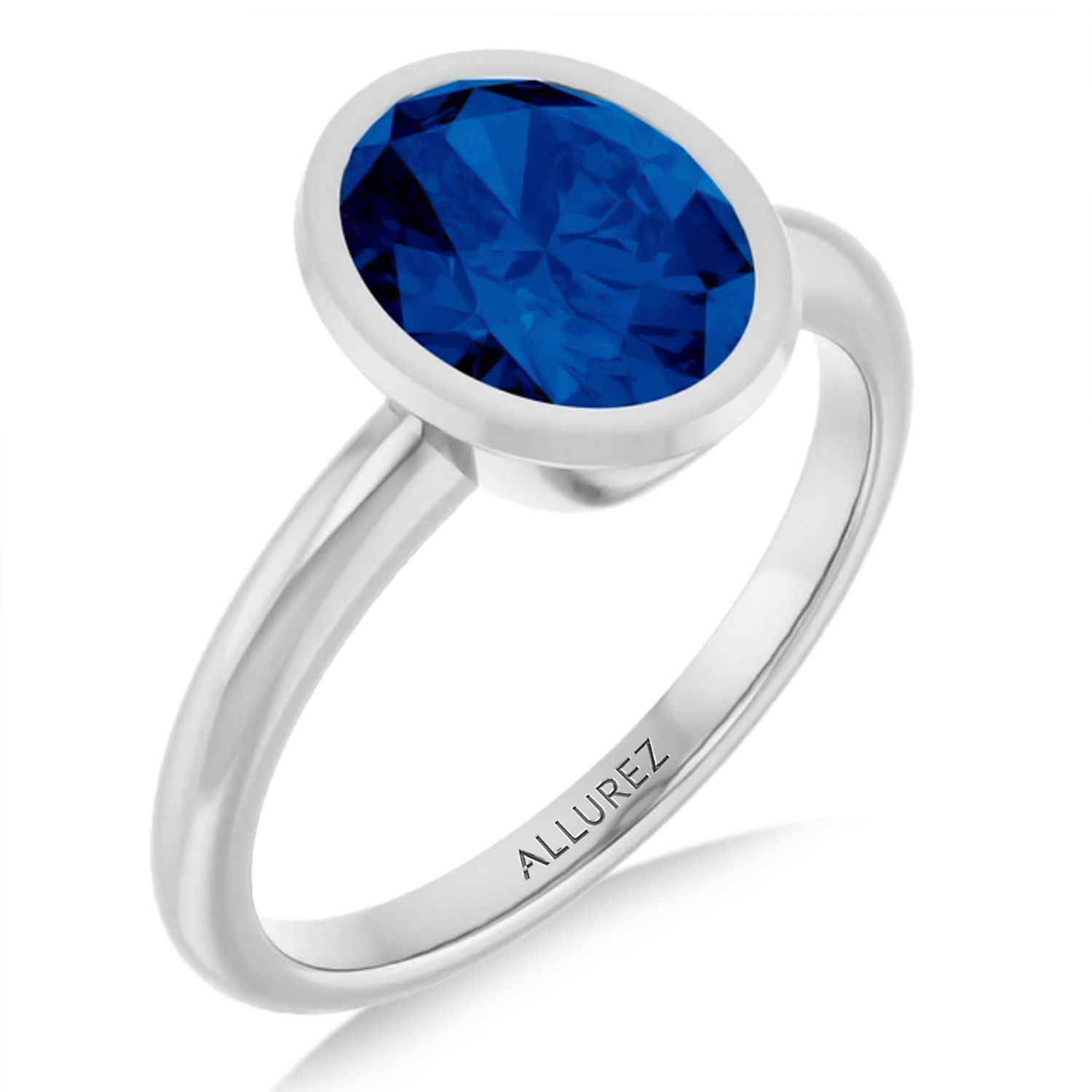 Oval Lab Grown Blue Sapphire Fashion Ring in Sterling Silver (2.54ct)