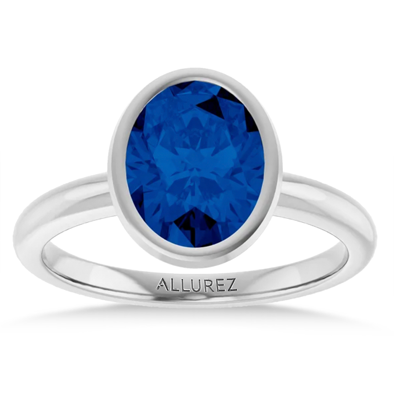 Oval Lab Grown Blue Sapphire Fashion Ring in Sterling Silver (2.54ct)