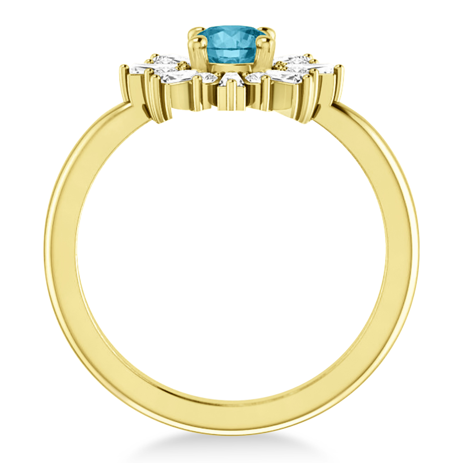 Diamond Blue Topaz Halo Ring 14k Yellow Gold (1.12ct)