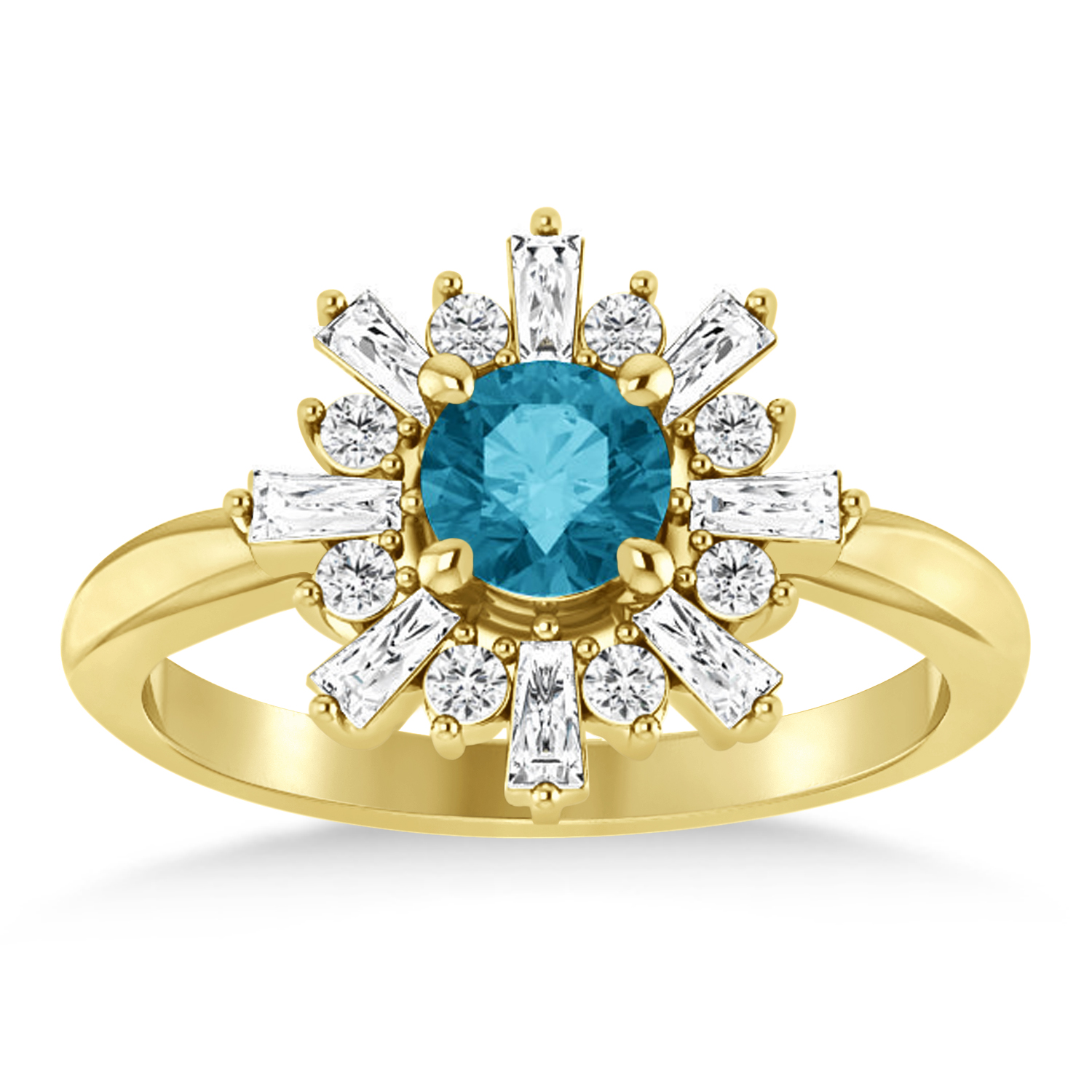 Diamond Blue Topaz Halo Ring 14k Yellow Gold (1.12ct)
