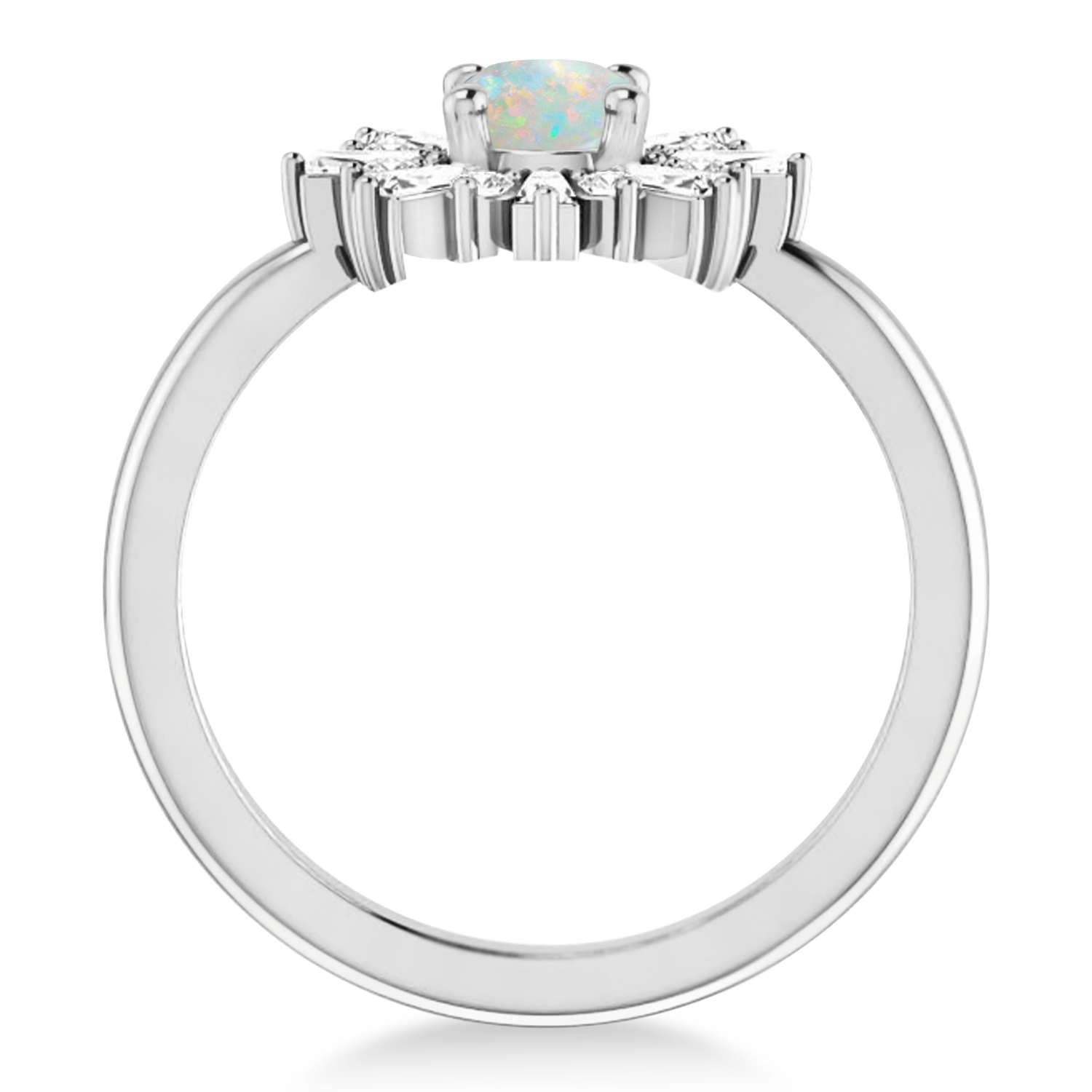 Diamond Opal Halo Ring 14k White Gold (0.90ct)