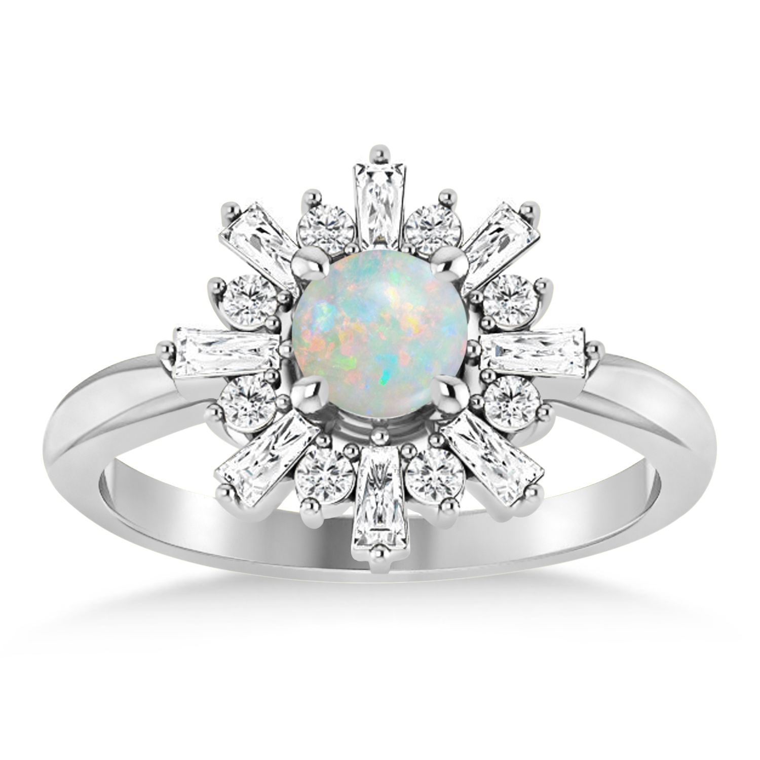 Diamond Opal Halo Ring 14k White Gold (0.90ct)
