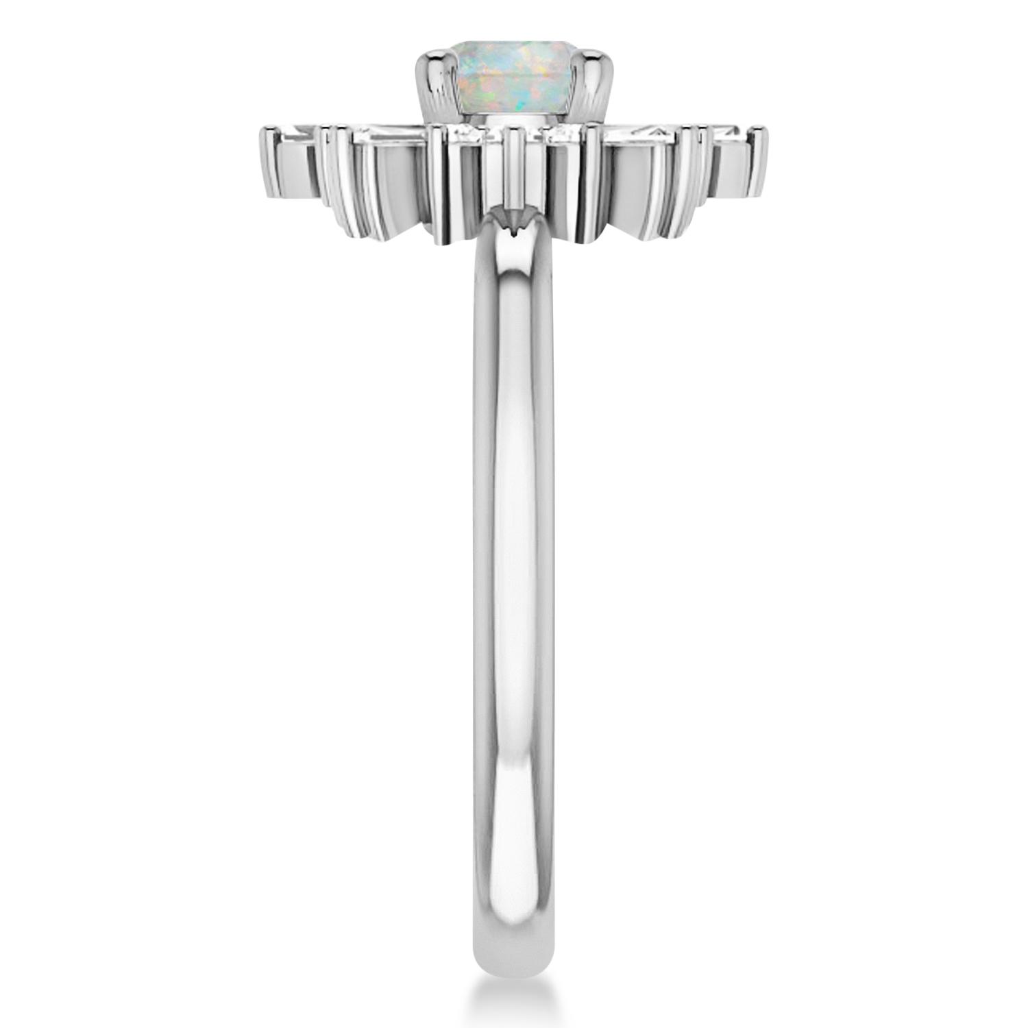 Diamond Opal Halo Ring 14k White Gold (0.90ct)