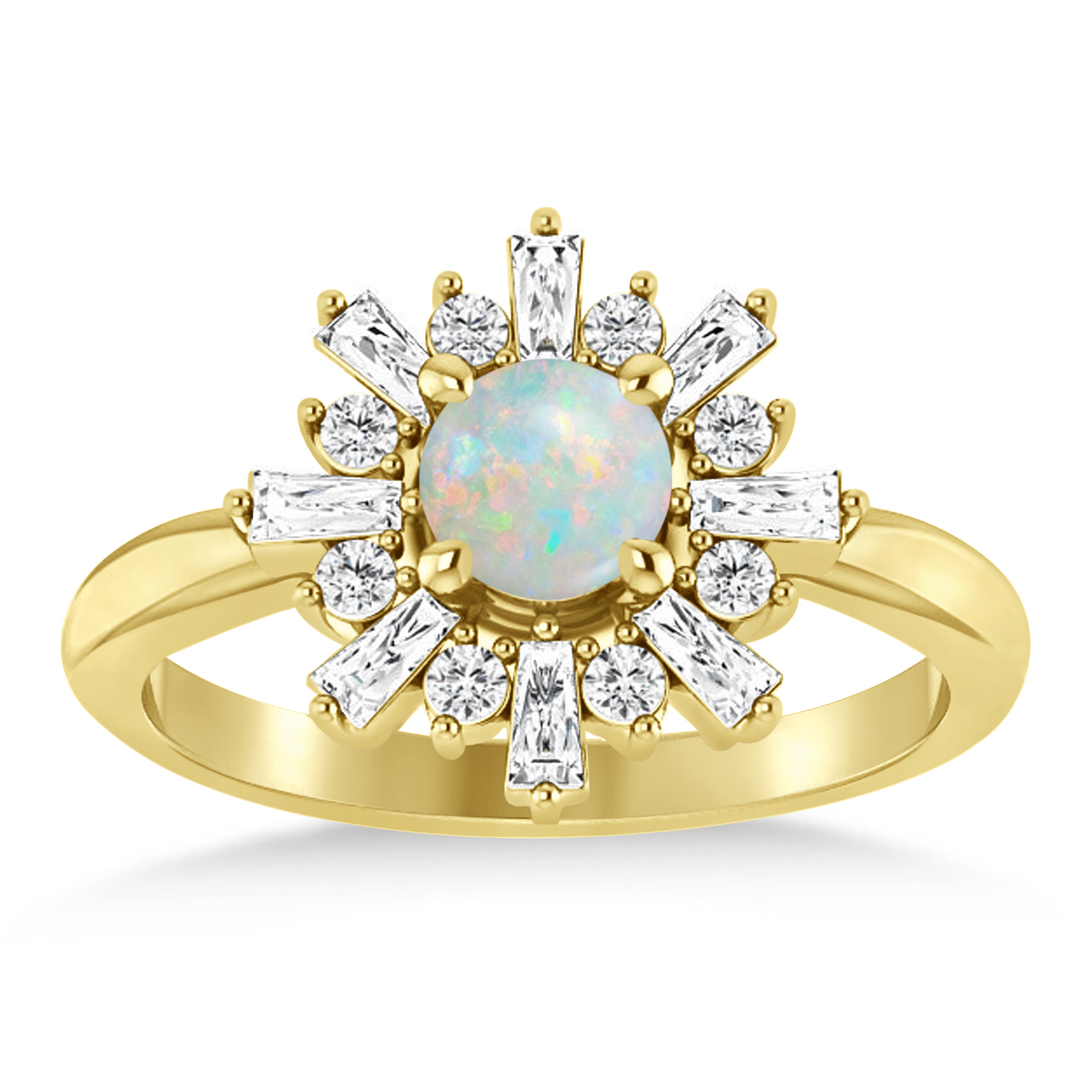 Diamond Opal Halo Ring 14k Yellow Gold (0.90ct)