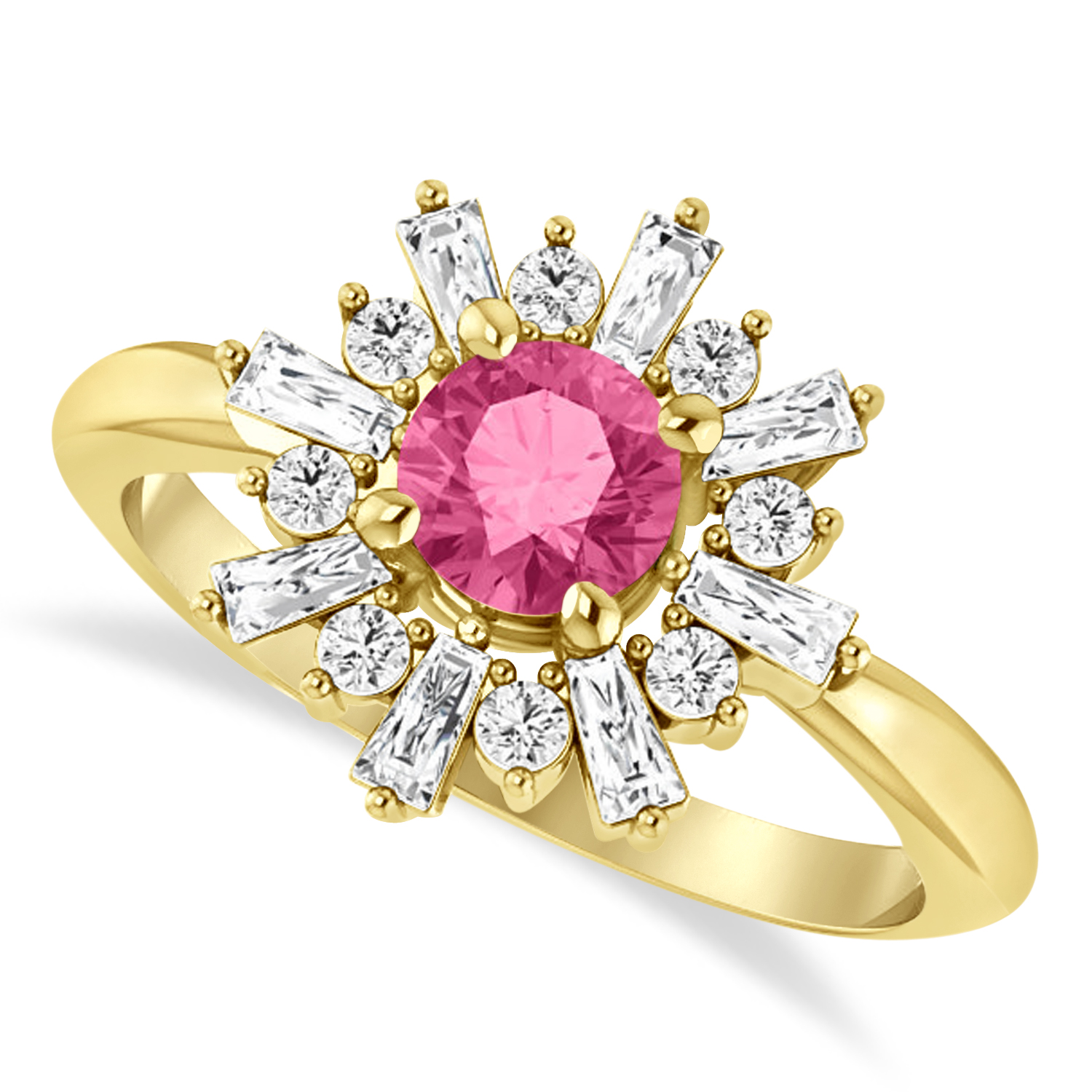 Diamond Pink Tourmaline Halo Ring 14k Yellow Gold (1.01ct)