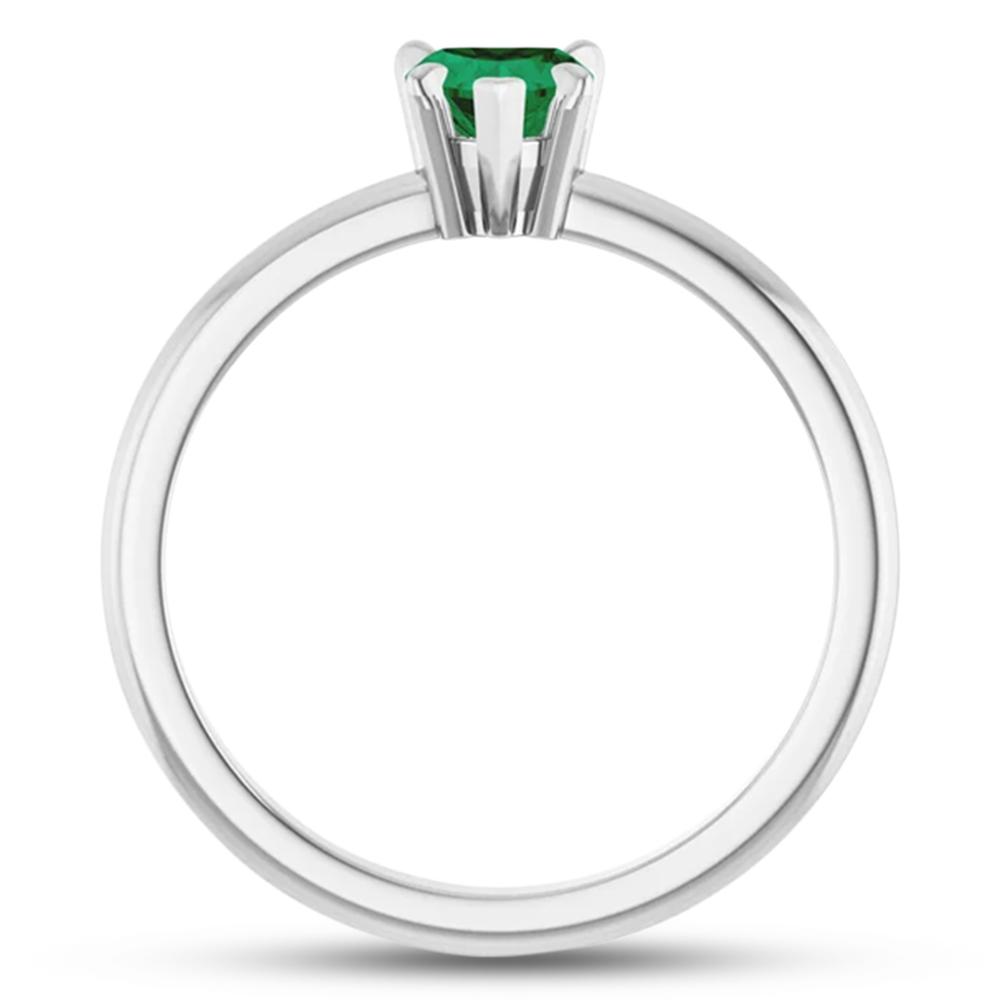 Heart Lab Grown Emerald & Natural Diamond Ring 14K White Gold (0.43ct)