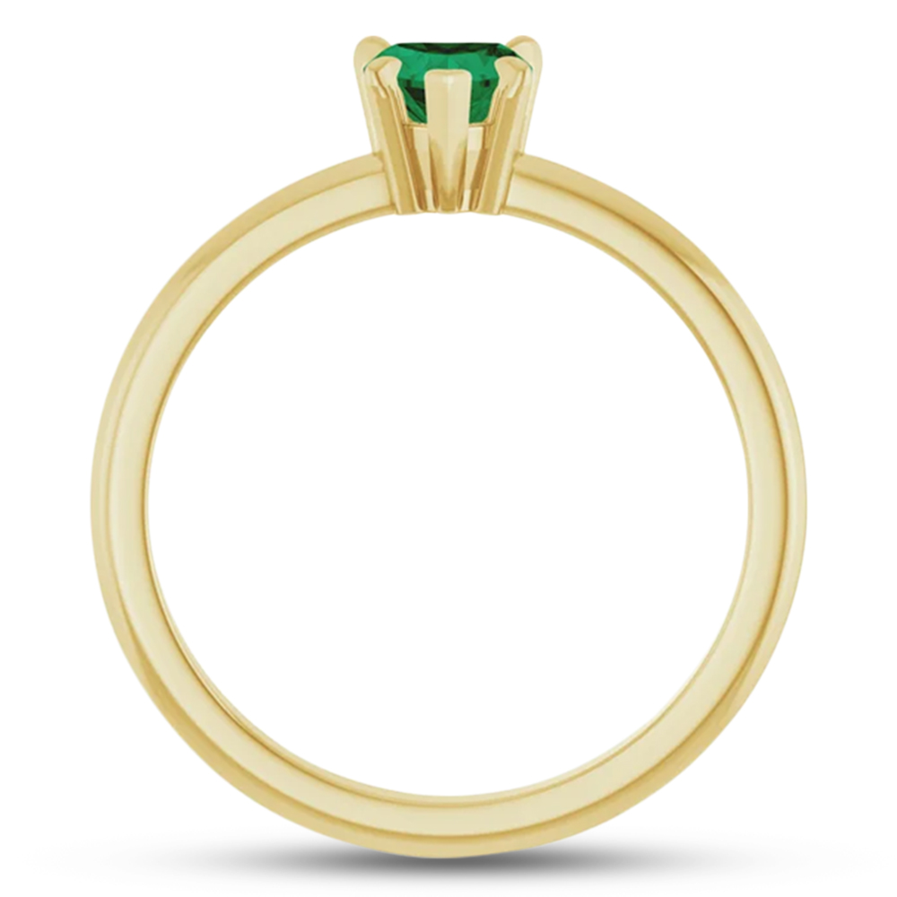 Heart Lab Grown Emerald & Natural Diamond Ring 14K Yellow Gold (0.43ct)