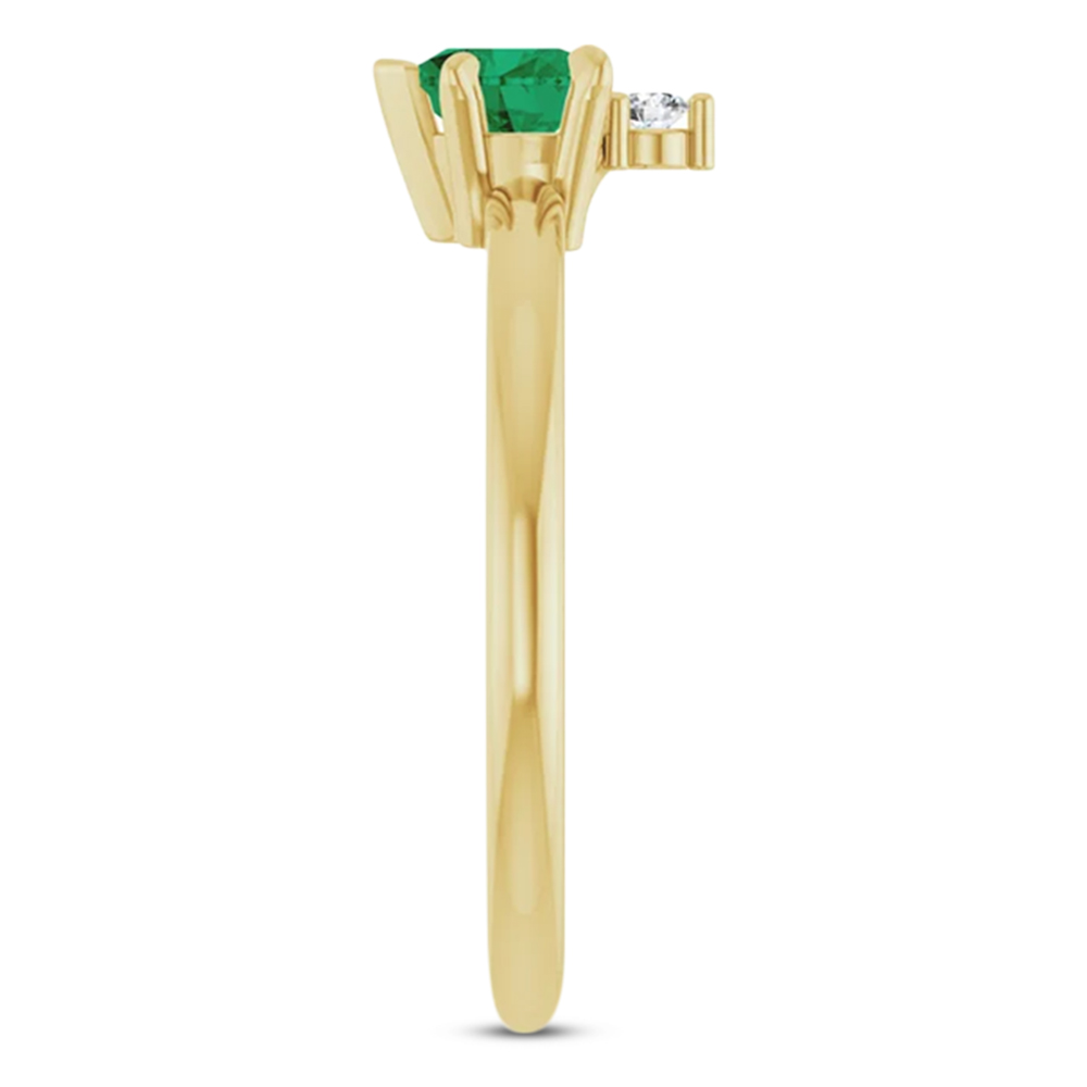 Heart Lab Grown Emerald & Natural Diamond Ring 14K Yellow Gold (0.43ct)