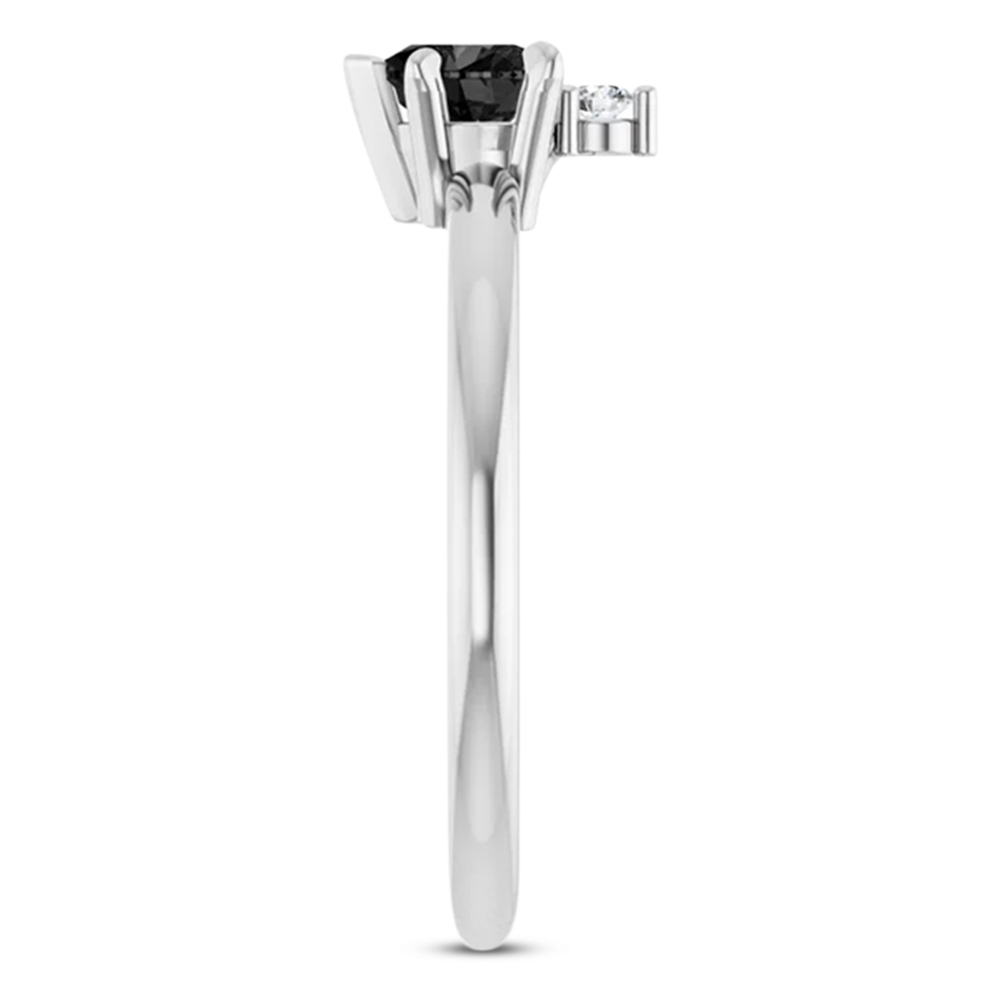 Heart Natural Black Onyx & Natural Diamond Ring 14K White Gold (0.38ct)