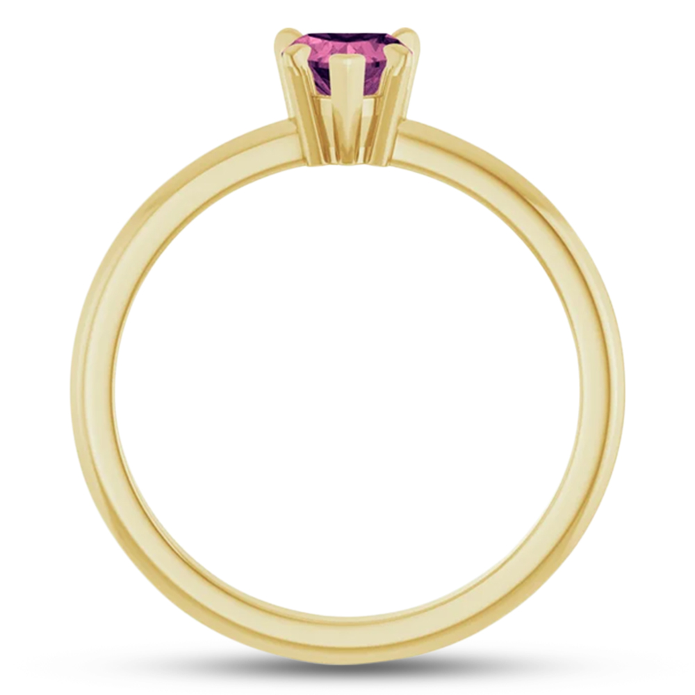Heart Natural Pink Tourmaline & Natural Diamond Ring 14K Yellow Gold (0.49ct)