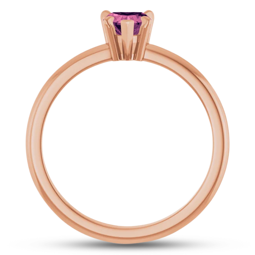 Heart Natural Pink Tourmaline & Natural Diamond Ring 14K Rose Gold (0.49ct)