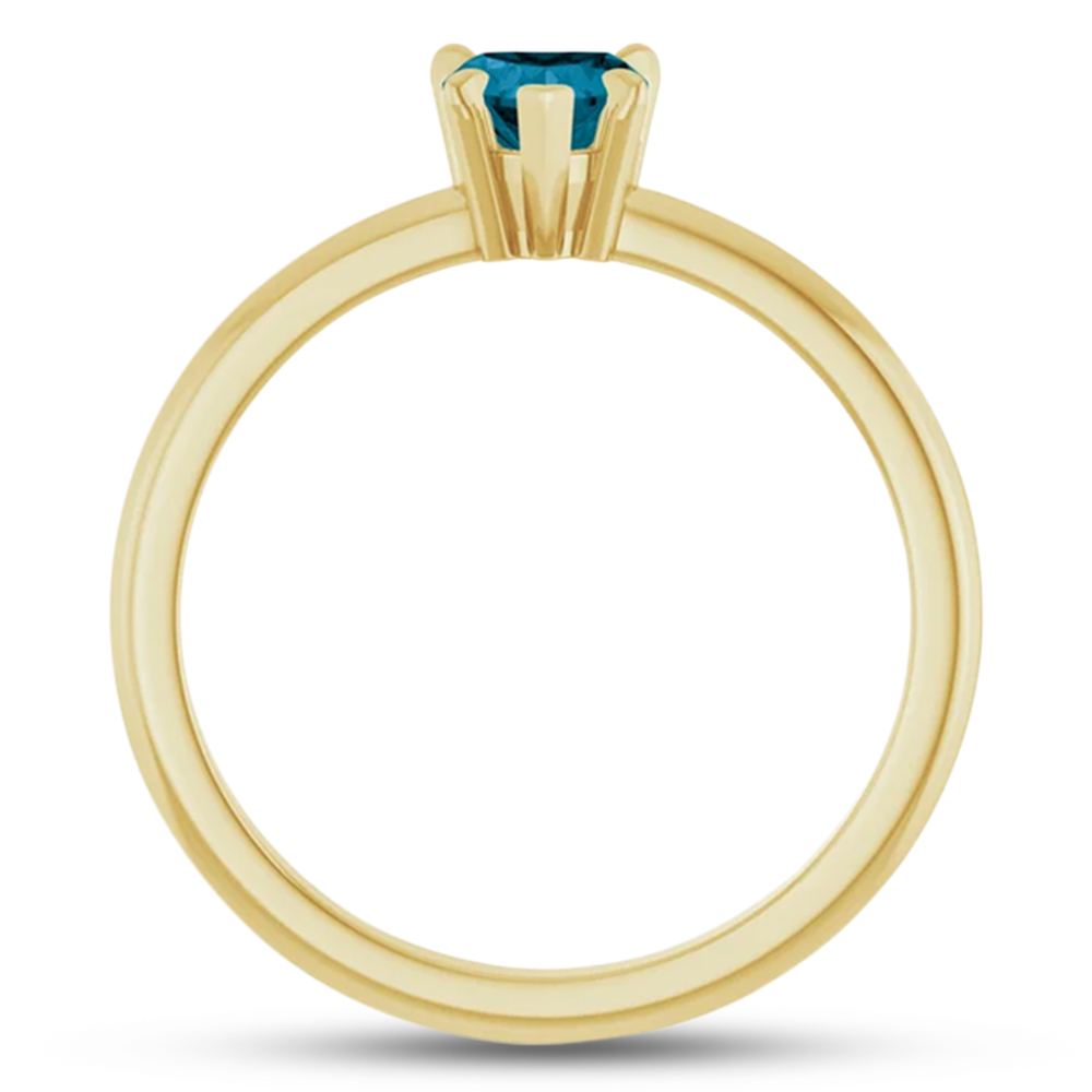 Heart Natural London Blue Topaz & Natural Diamond Ring 14K Yellow Gold (0.60ct)