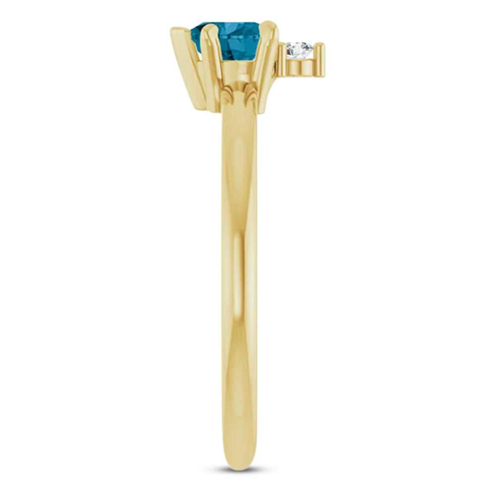 Heart Natural London Blue Topaz & Natural Diamond Ring 14K Yellow Gold (0.60ct)