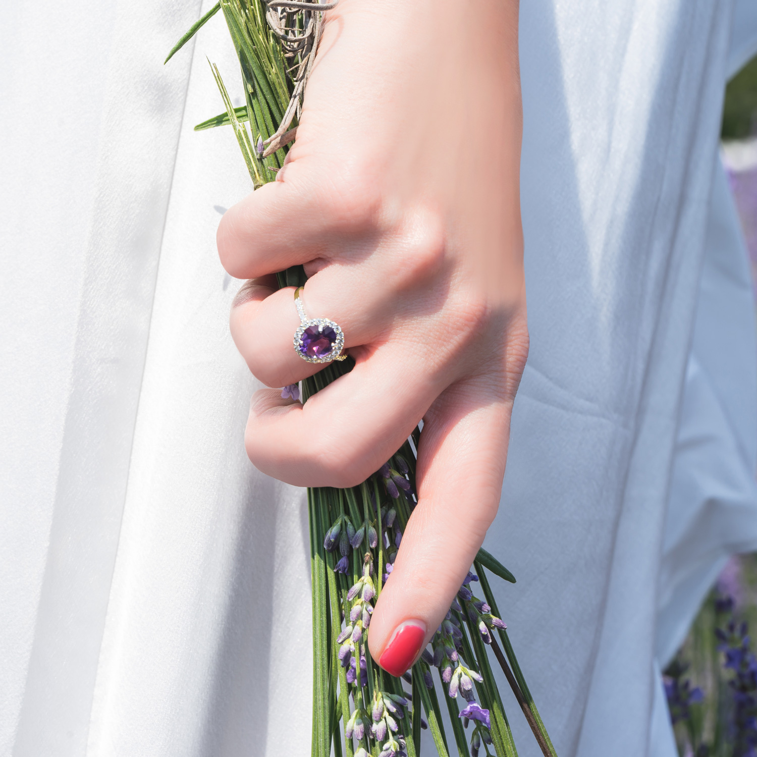 Oval Amethyst & Halo Diamond Engagement Ring 14k Yellow Gold 2.82ct