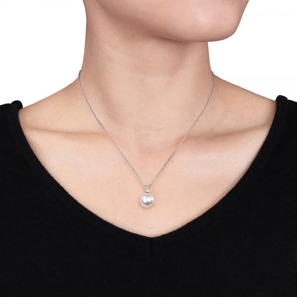 Solitaire South Sea Pearl Pendant Necklacediamond 14k Gold 10mm - Main Image