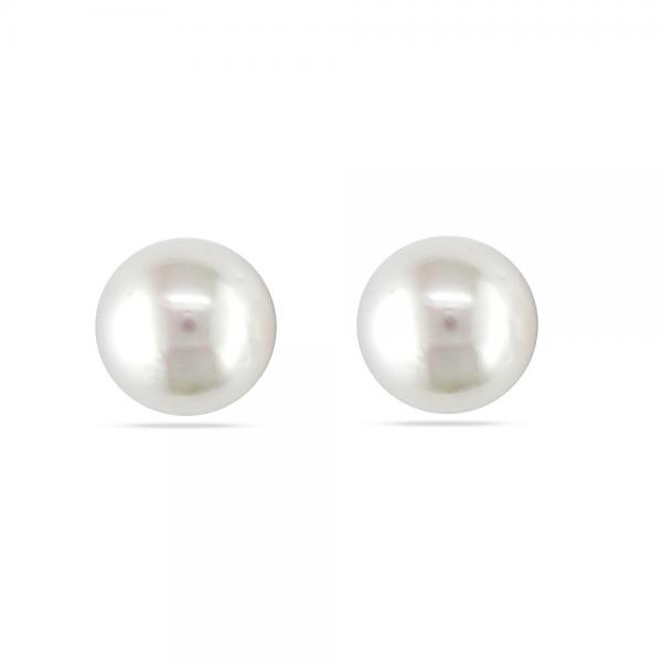 White South Sea Pearl Stud Earrings 14k White Gold 10-11mm