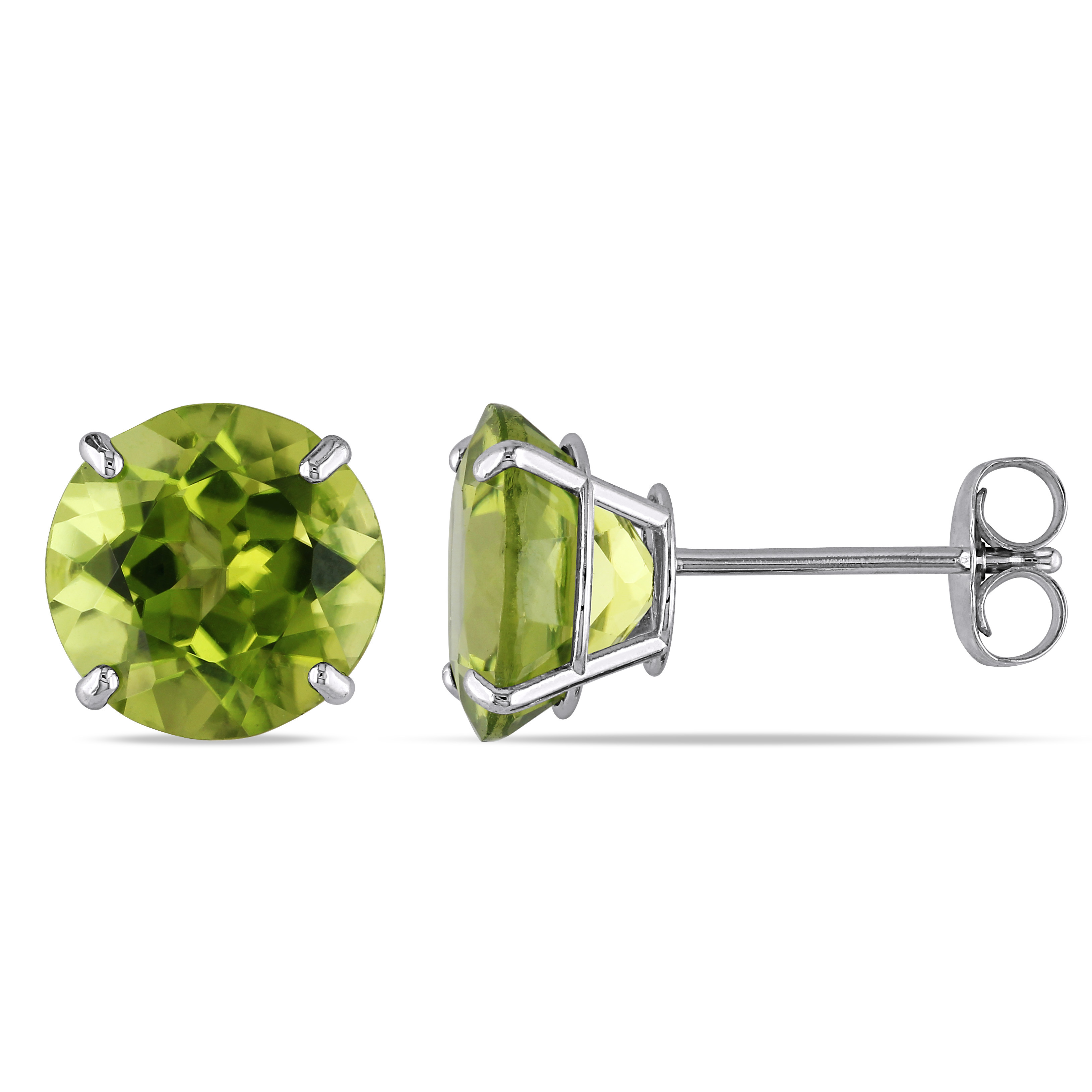 Round Peridot Solitaire Stud Earrings 14k White Gold (4.00ct) DE265
