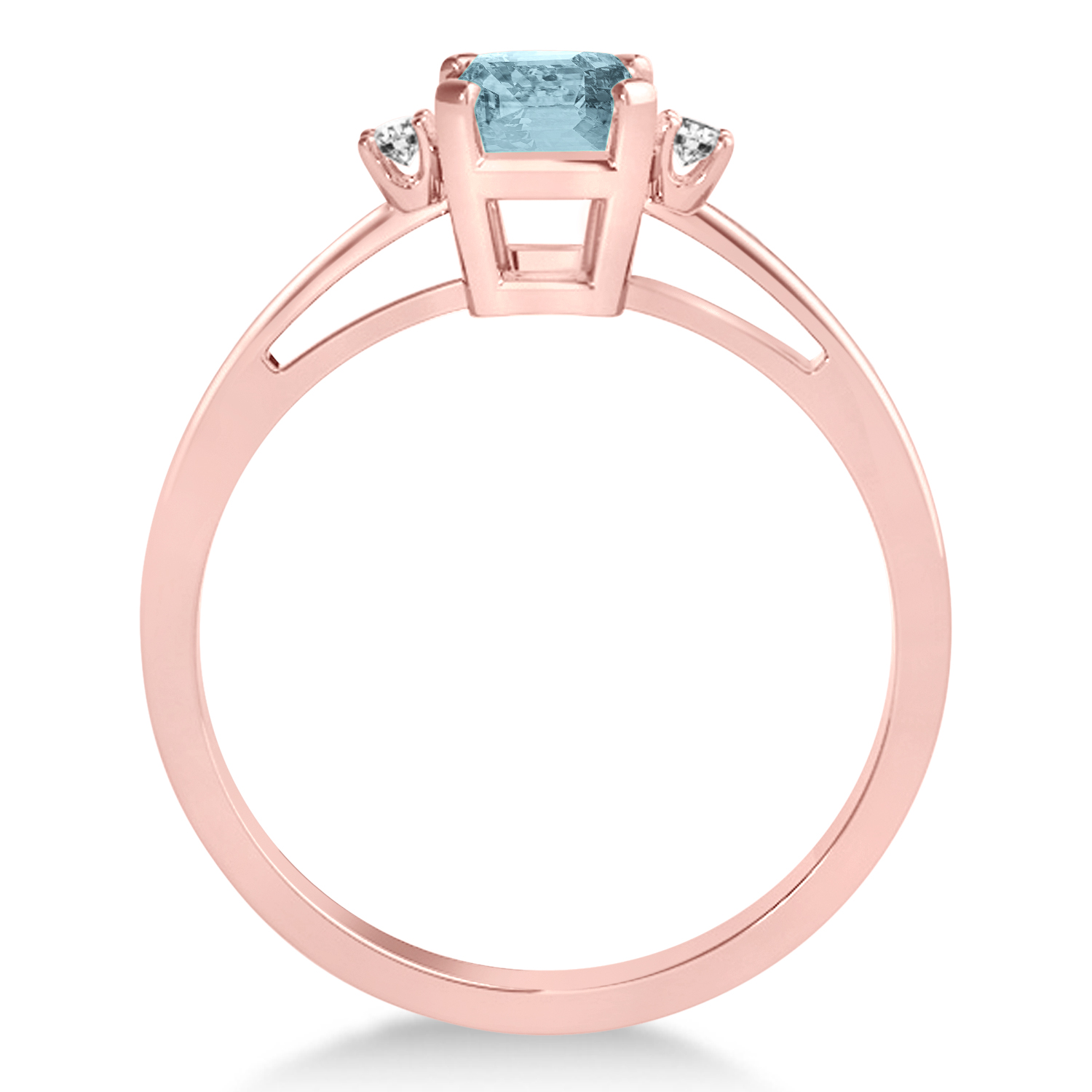 Aquamarine Emerald Cut Three-Stone Ring 14k Rose Gold (1.04ct)
