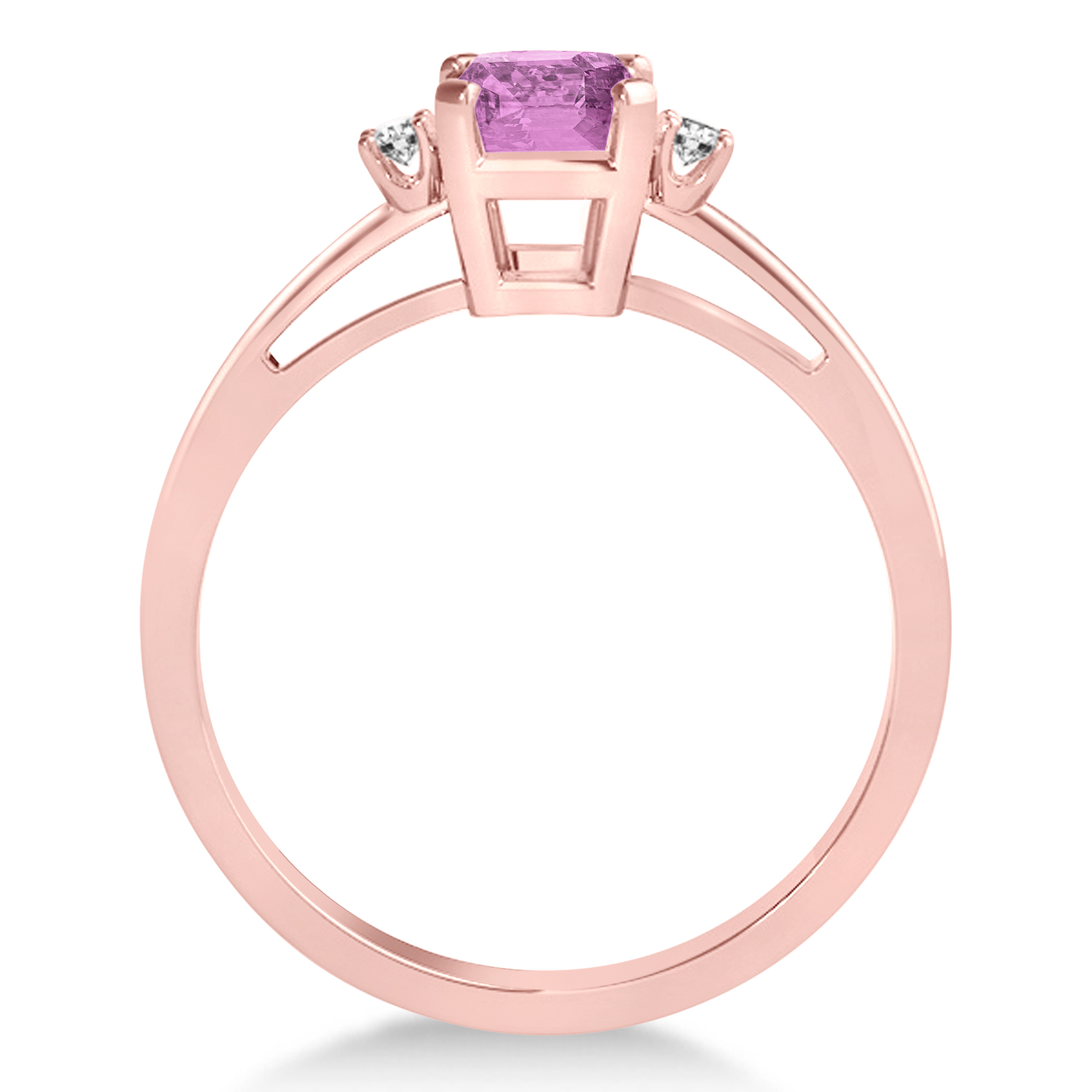 Pink Sapphire Emerald Cut Three-Stone Ring 14k Rose Gold (1.04ct)
