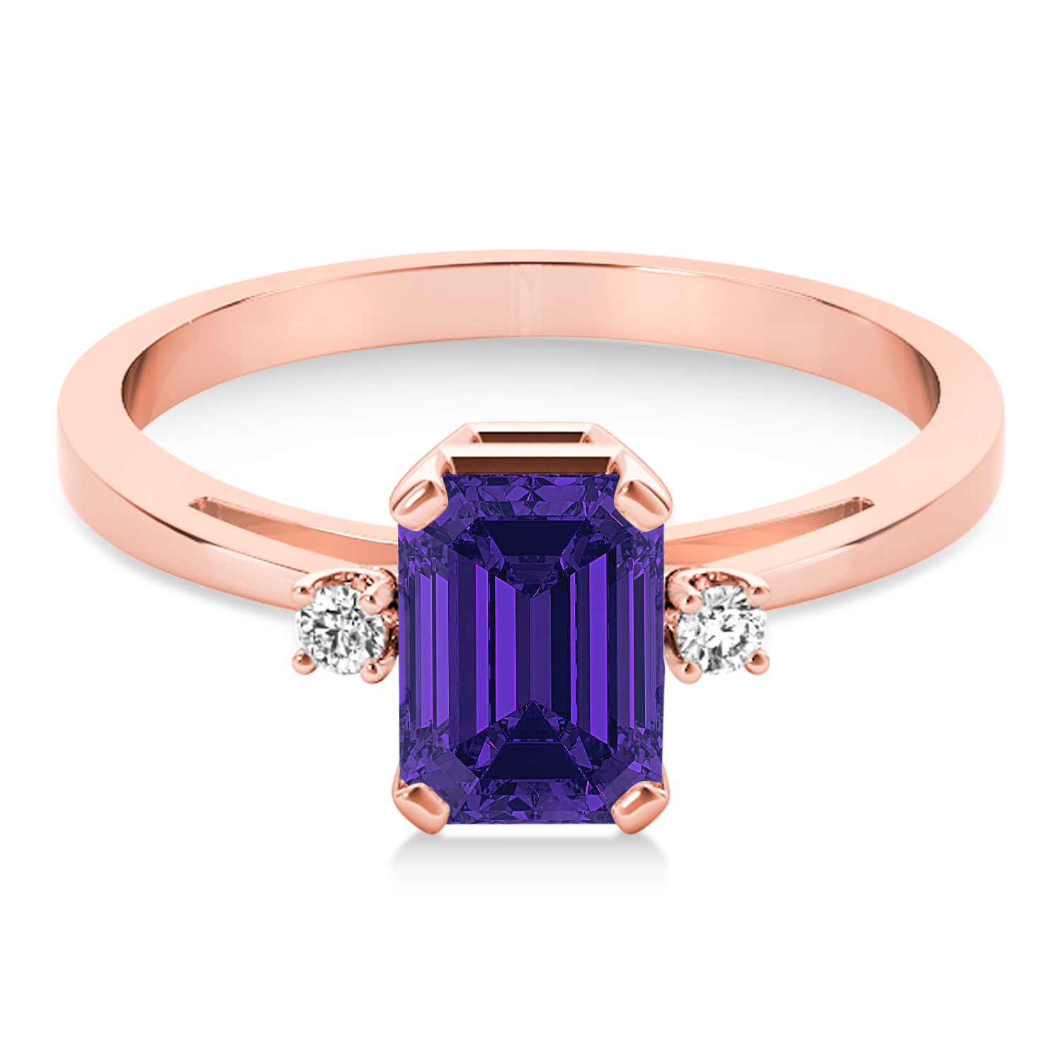 Tanzanite Emerald Cut Three-Stone Ring 14k Rose Gold (1.04ct)