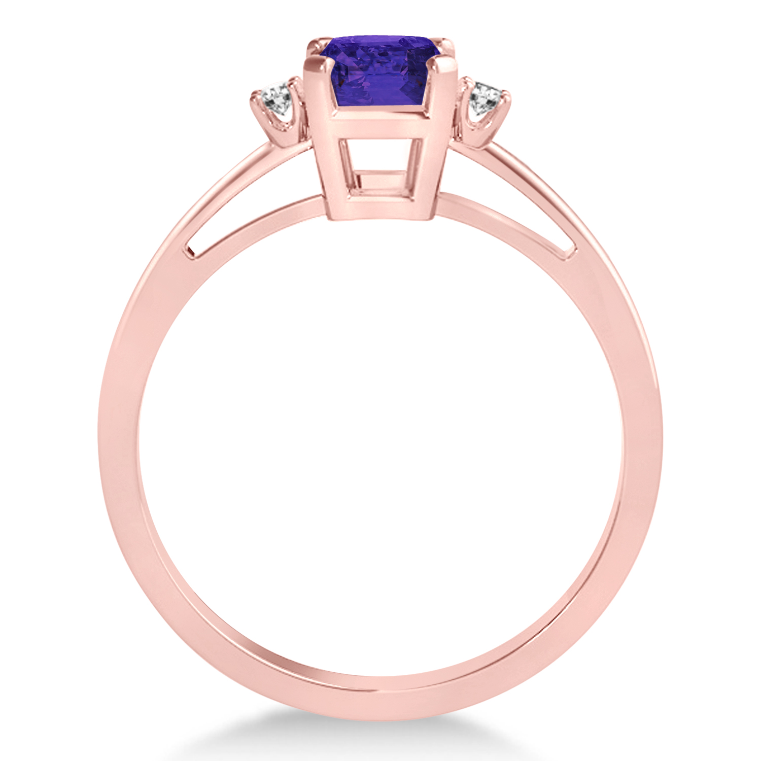 Tanzanite Emerald Cut Three-Stone Ring 14k Rose Gold (1.04ct)