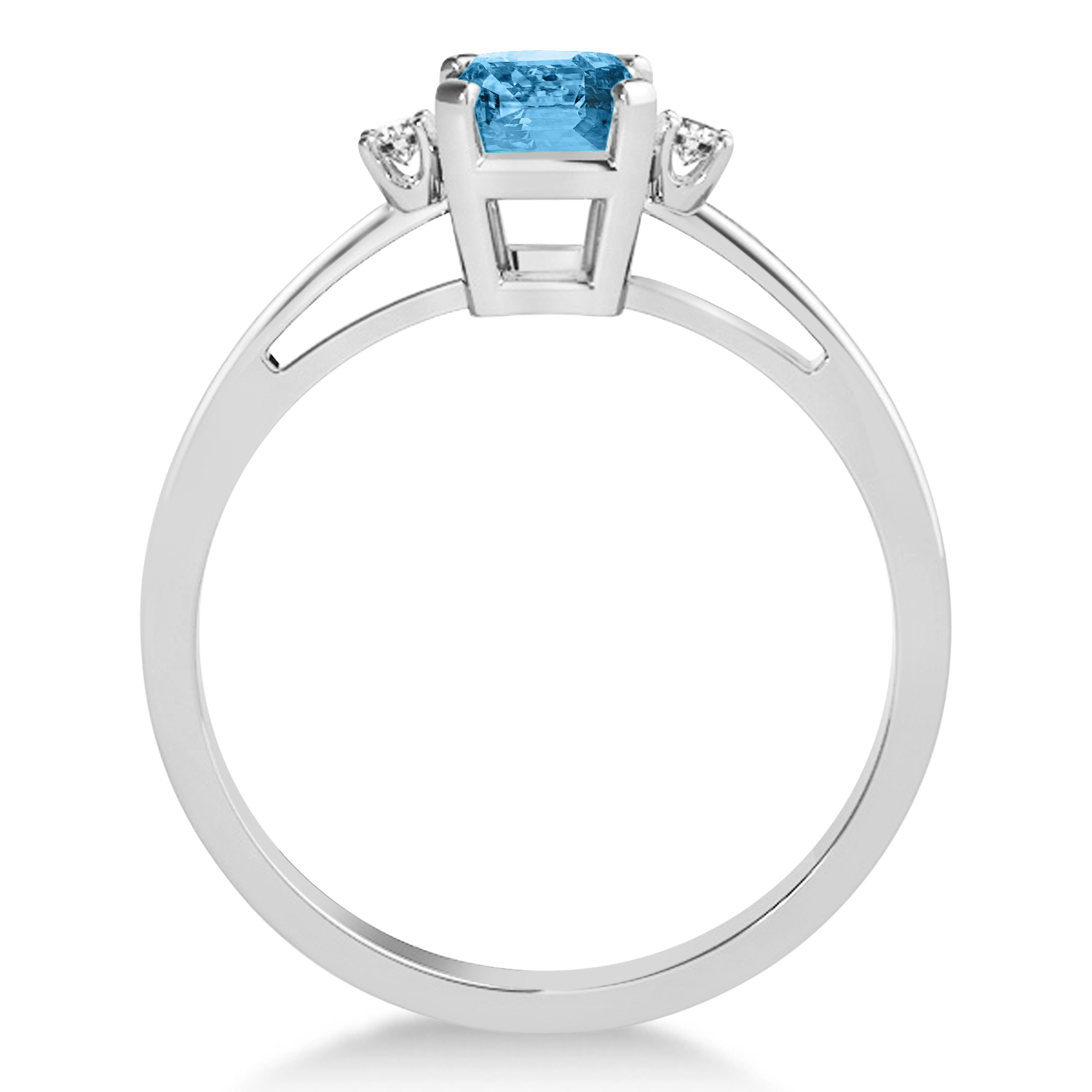 Blue Topaz Emerald Cut Three-Stone Ring 14k White Gold (1.04ct)