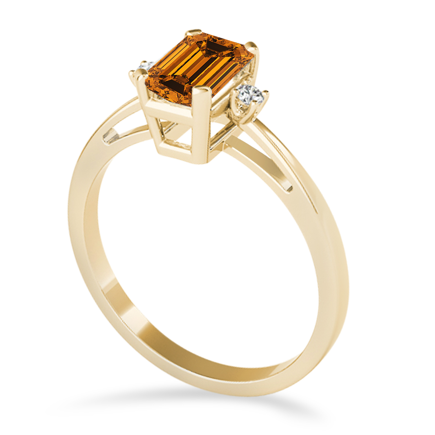 Citrine Emerald Cut Three-Stone Ring 14k Yellow Gold (1.04ct)