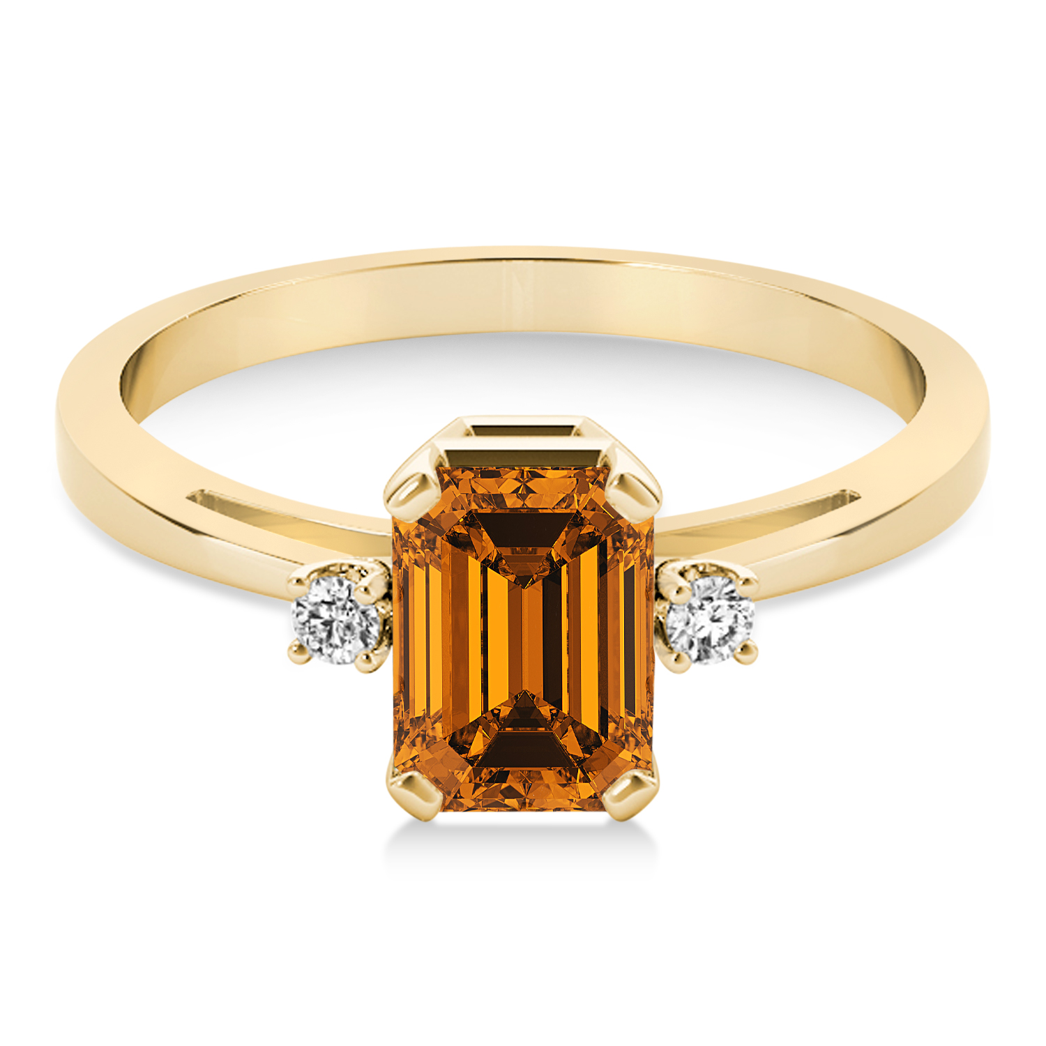 Citrine Emerald Cut Three-Stone Ring 14k Yellow Gold (1.04ct)