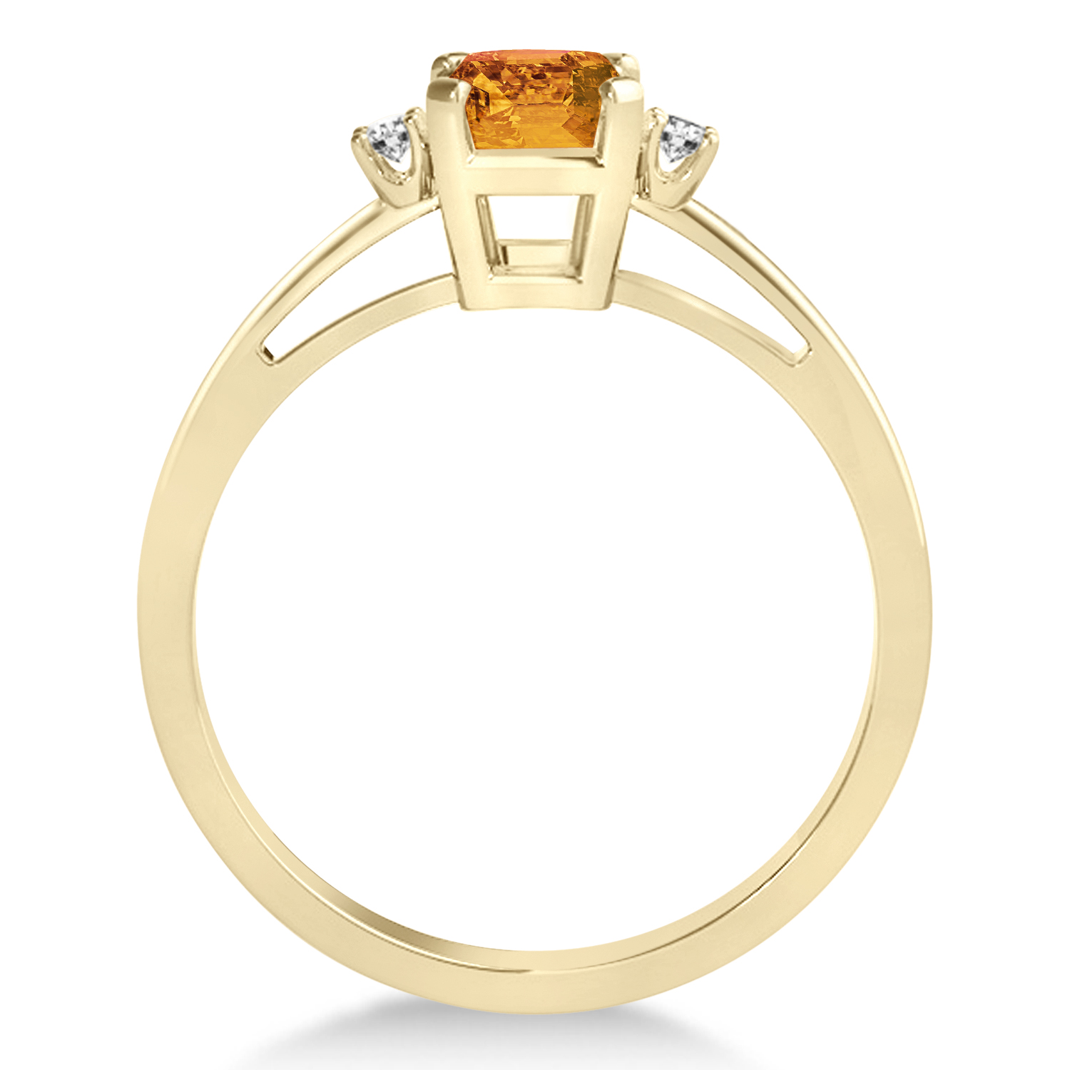 Citrine Emerald Cut Three-Stone Ring 14k Yellow Gold (1.04ct)
