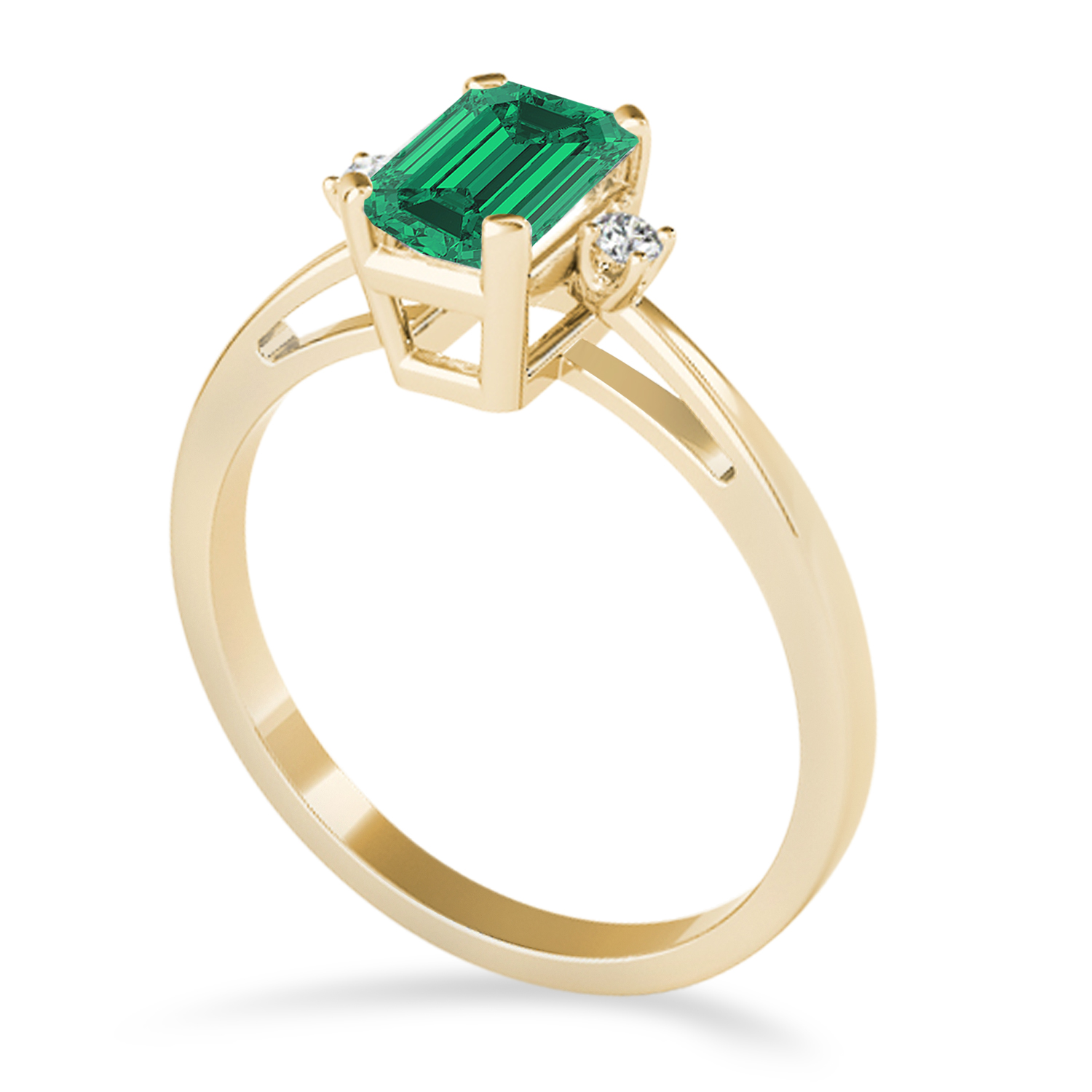 Emerald Emerald Cut Three-Stone Ring 14k Yellow Gold (1.04ct)
