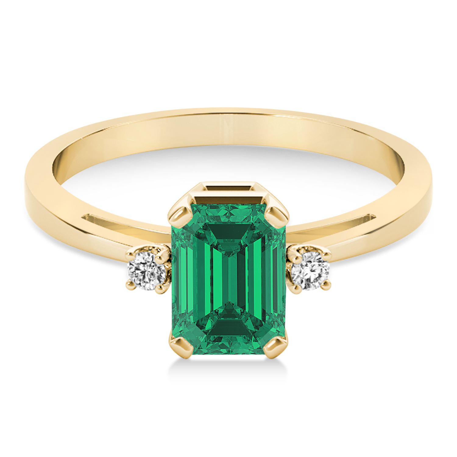 Emerald Emerald Cut Three-Stone Ring 14k Yellow Gold (1.04ct)
