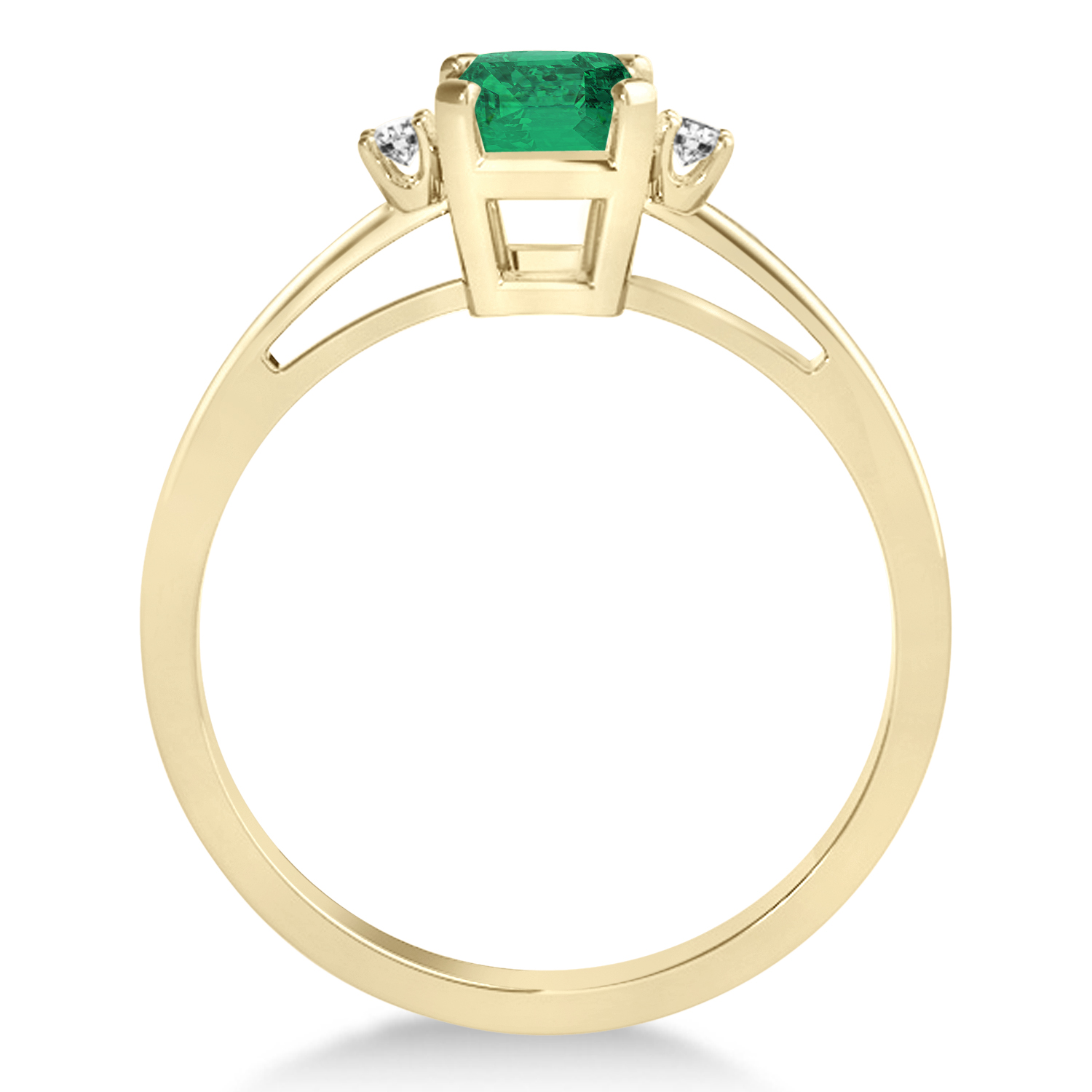 Emerald Emerald Cut Three-Stone Ring 14k Yellow Gold (1.04ct)