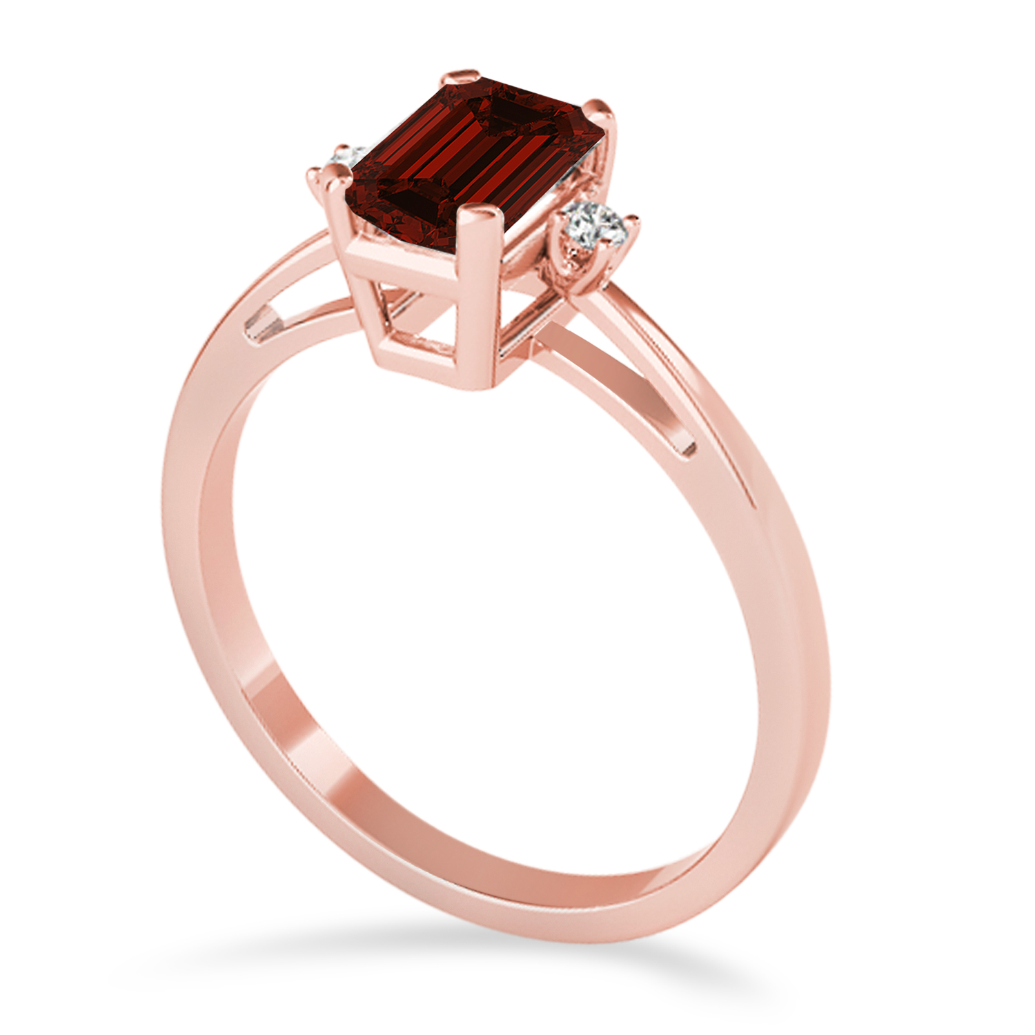 Garnet Emerald Cut Three-Stone Ring 18k Rose Gold (1.04ct)
