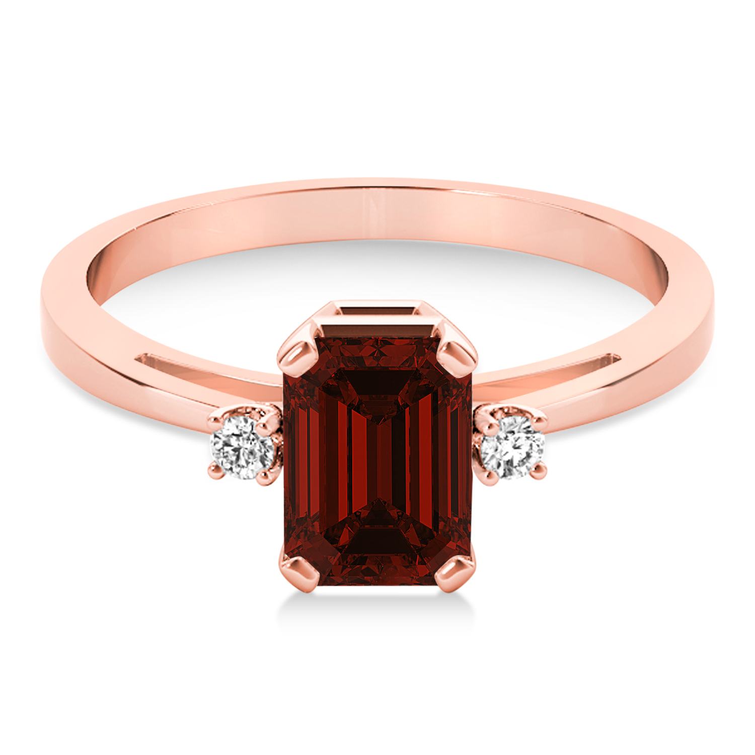 Garnet Emerald Cut Three-Stone Ring 18k Rose Gold (1.04ct)