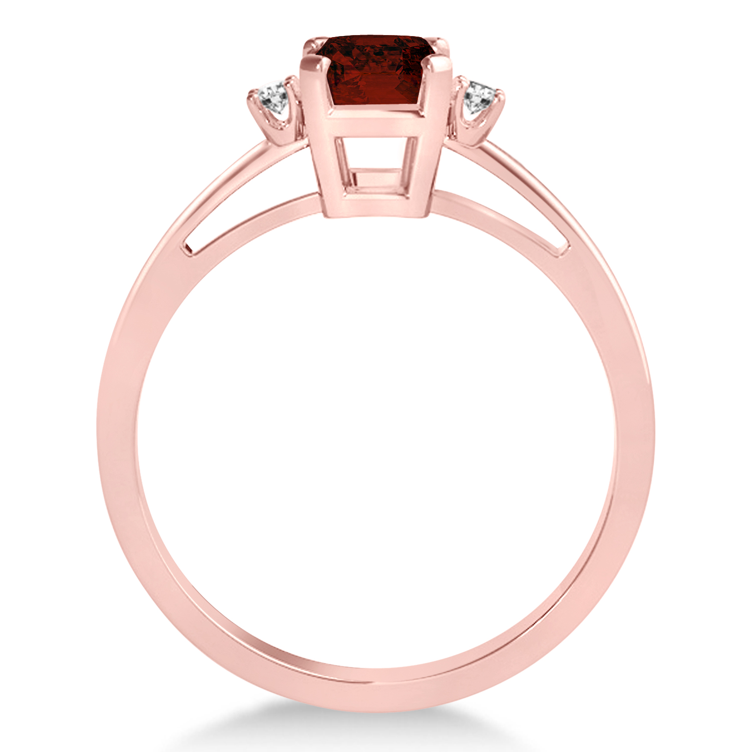 Garnet Emerald Cut Three-Stone Ring 18k Rose Gold (1.04ct)