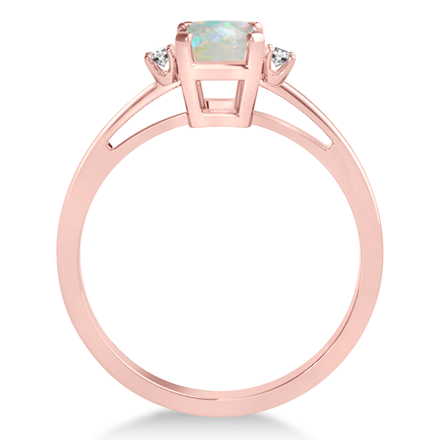 Opal Emerald Cut Three-Stone Ring 18k Rose Gold (1.04ct)
