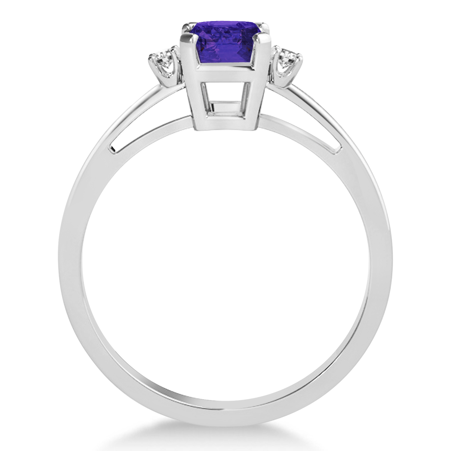 Tanzanite Emerald Cut Three-Stone Ring 18k White Gold (1.04ct)