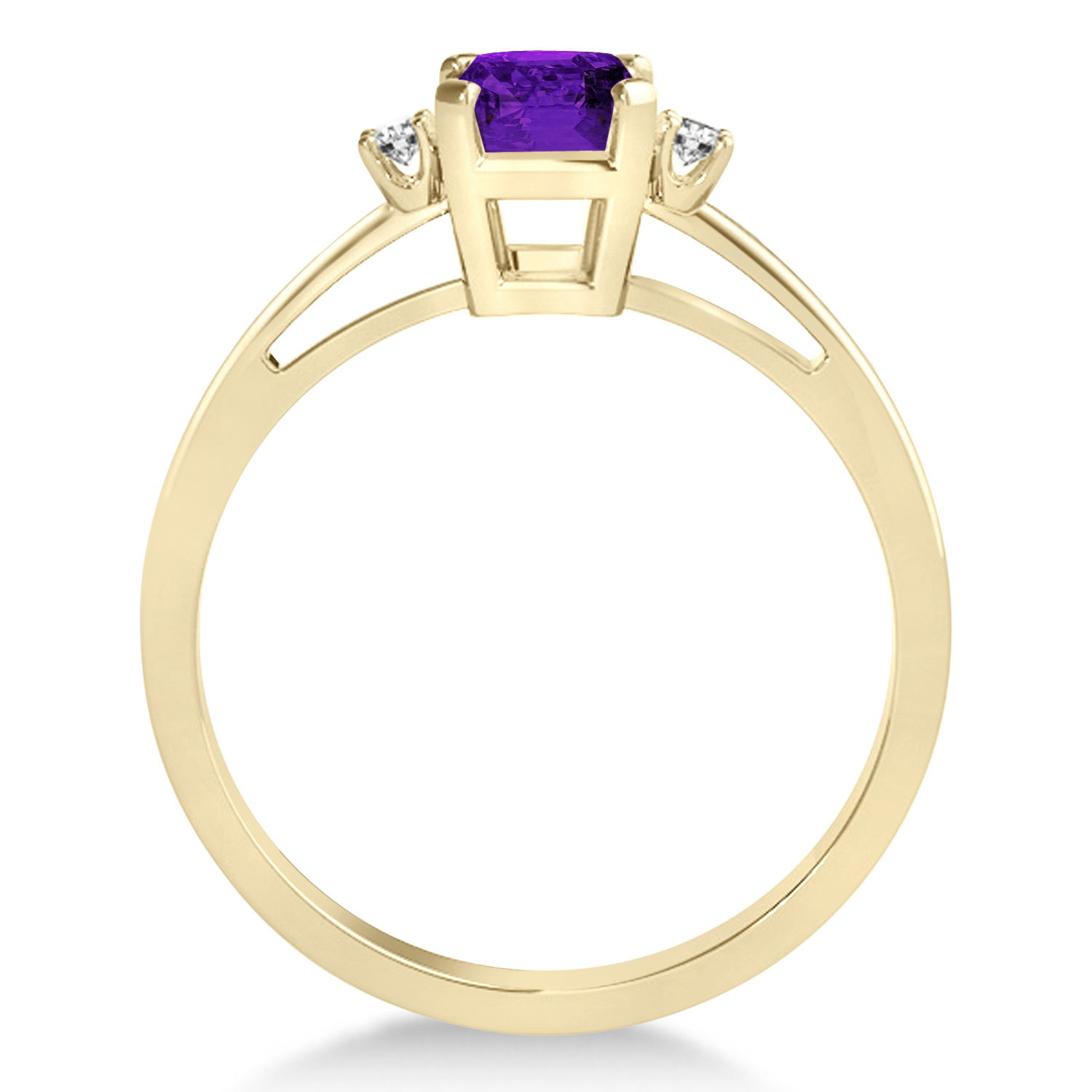 Amethyst Emerald Cut Three-Stone Ring 18k Yellow Gold (1.04ct)